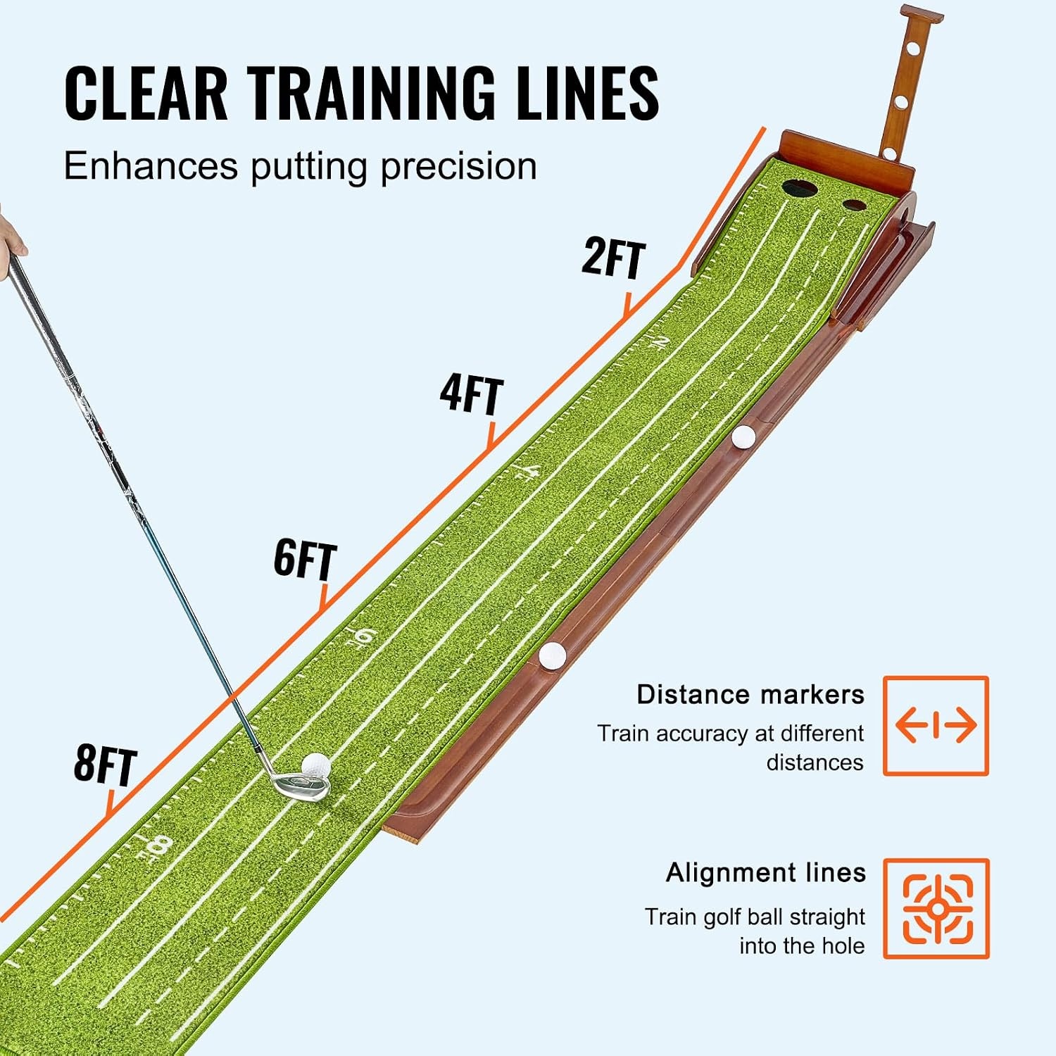 image:imageVEVOR Golf Putting Mat Putting Green Indoor Putting Matt for Indoors Sports Spin n Putt Golf Game Perfect Practice Putting Mat Golf Putting Mats Practice AutoBall Return2 Holes