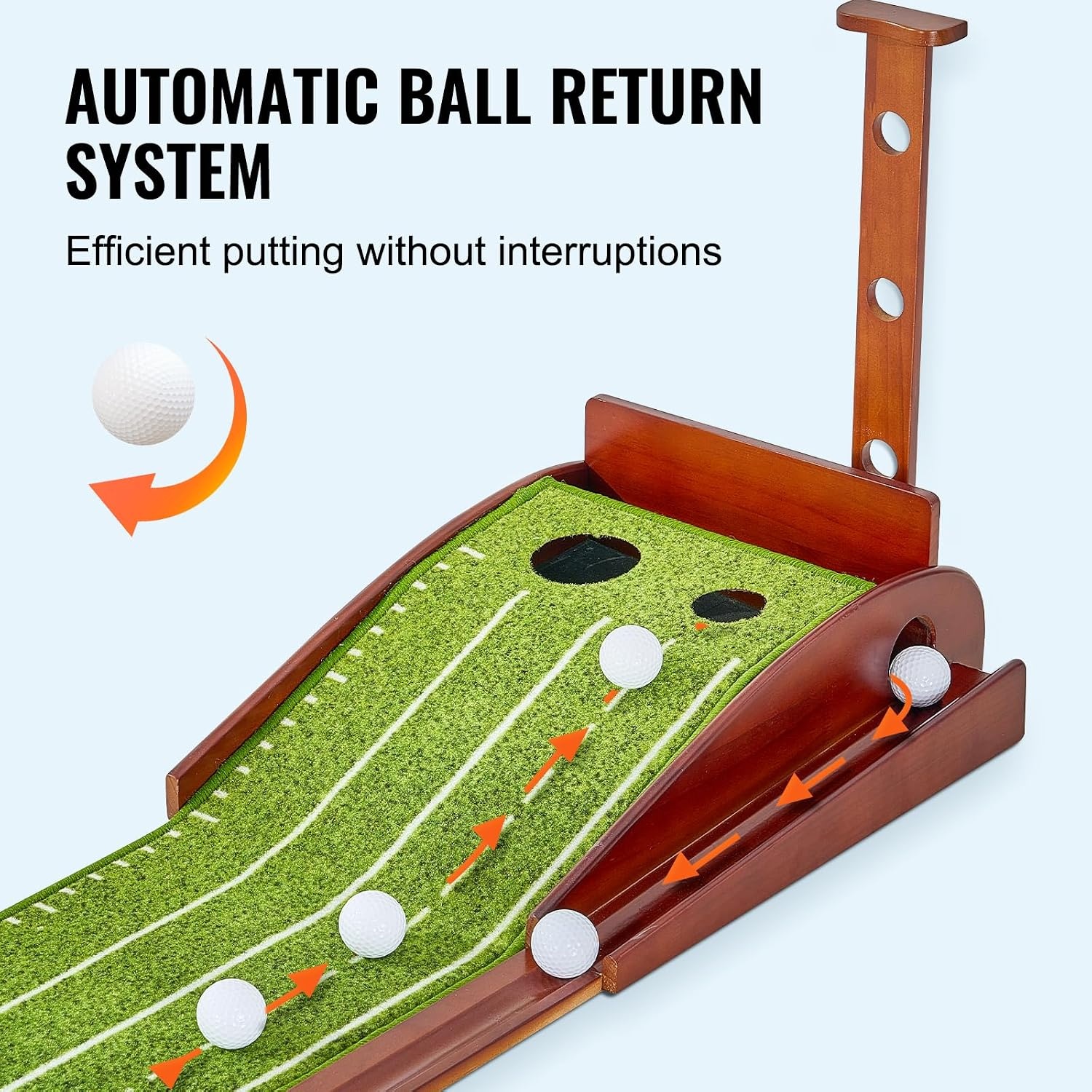 image:imageVEVOR Golf Putting Mat Putting Green Indoor Putting Matt for Indoors Sports Spin n Putt Golf Game Perfect Practice Putting Mat Golf Putting Mats Practice AutoBall Return2 Holes