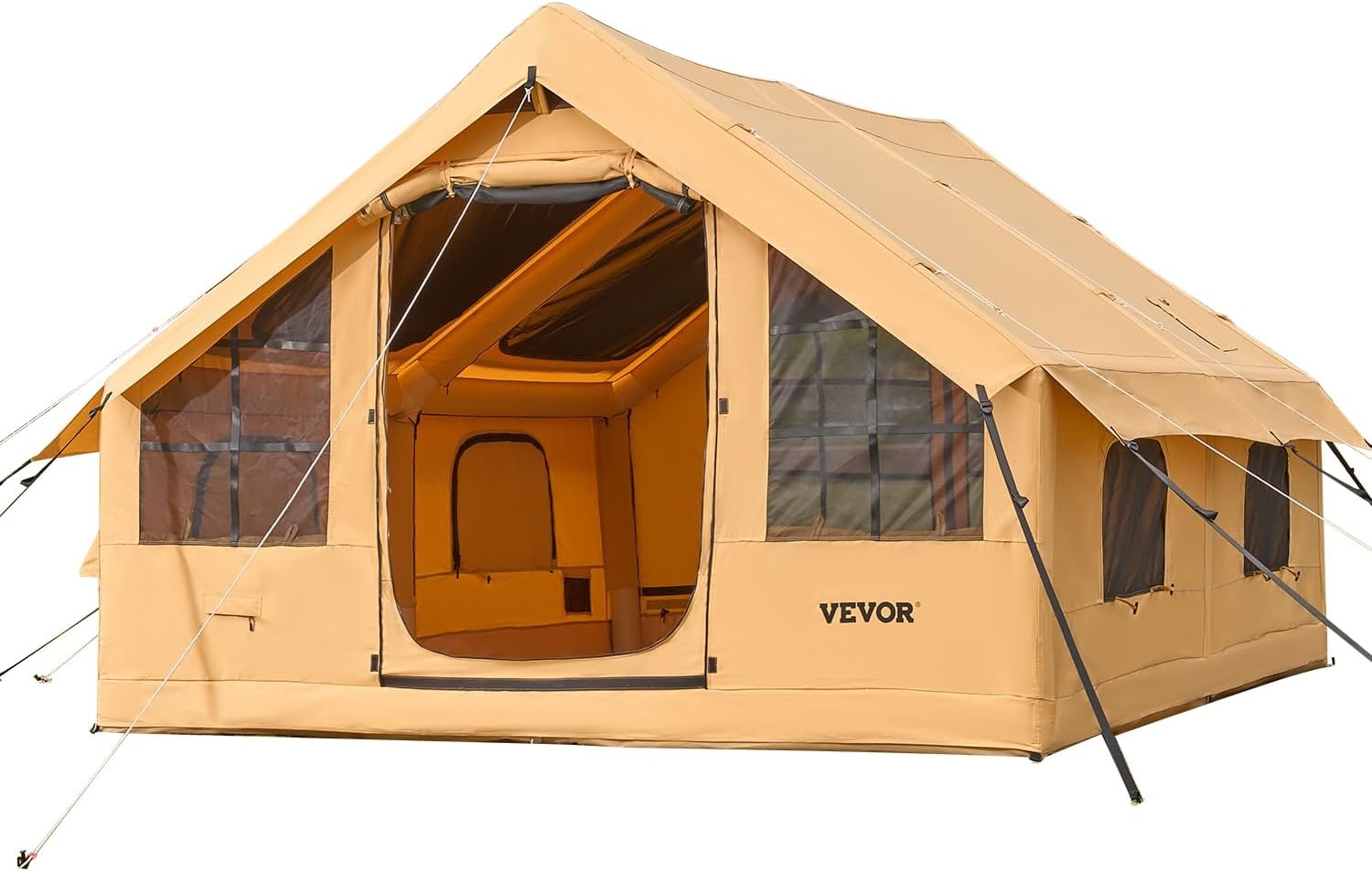 image:imageVEVOR Inflatable Tents for Camping Easy Setup Blow up Tent with Hand Pump 4 Season Glamping Tent with Stove Jack Doors amp Mesh Windows Storage Bag Included for Easy Taking58 Person With 2 Skylights