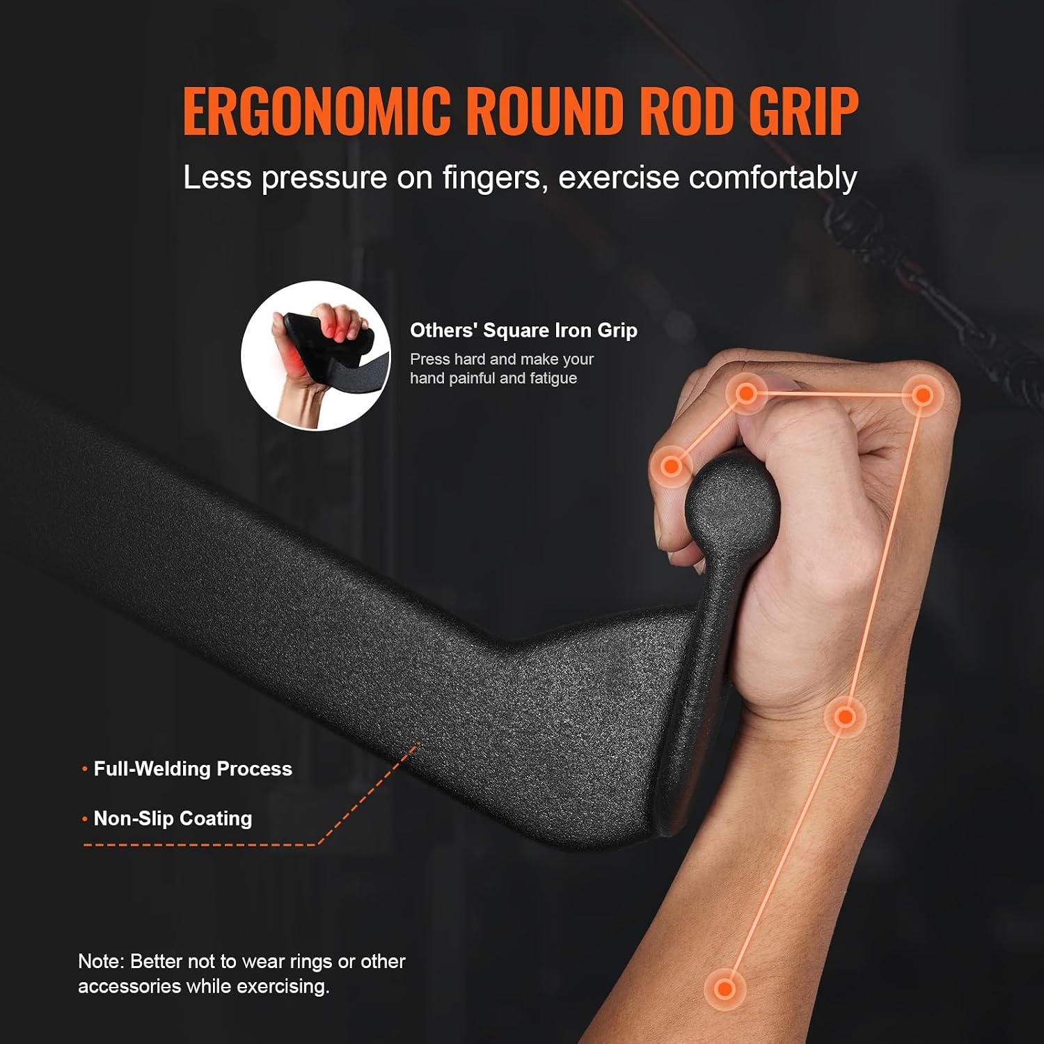 image:imageVEVOR LAT Pulldown Attachments Cable Machine Rowing Tbar Vbar Tricep Pull Down Bar Back Strength Training Rubber Coated Handle Grip Bicep Curl Tricep LAT Pulldown Bar for Home Gym Fitness5PCS A