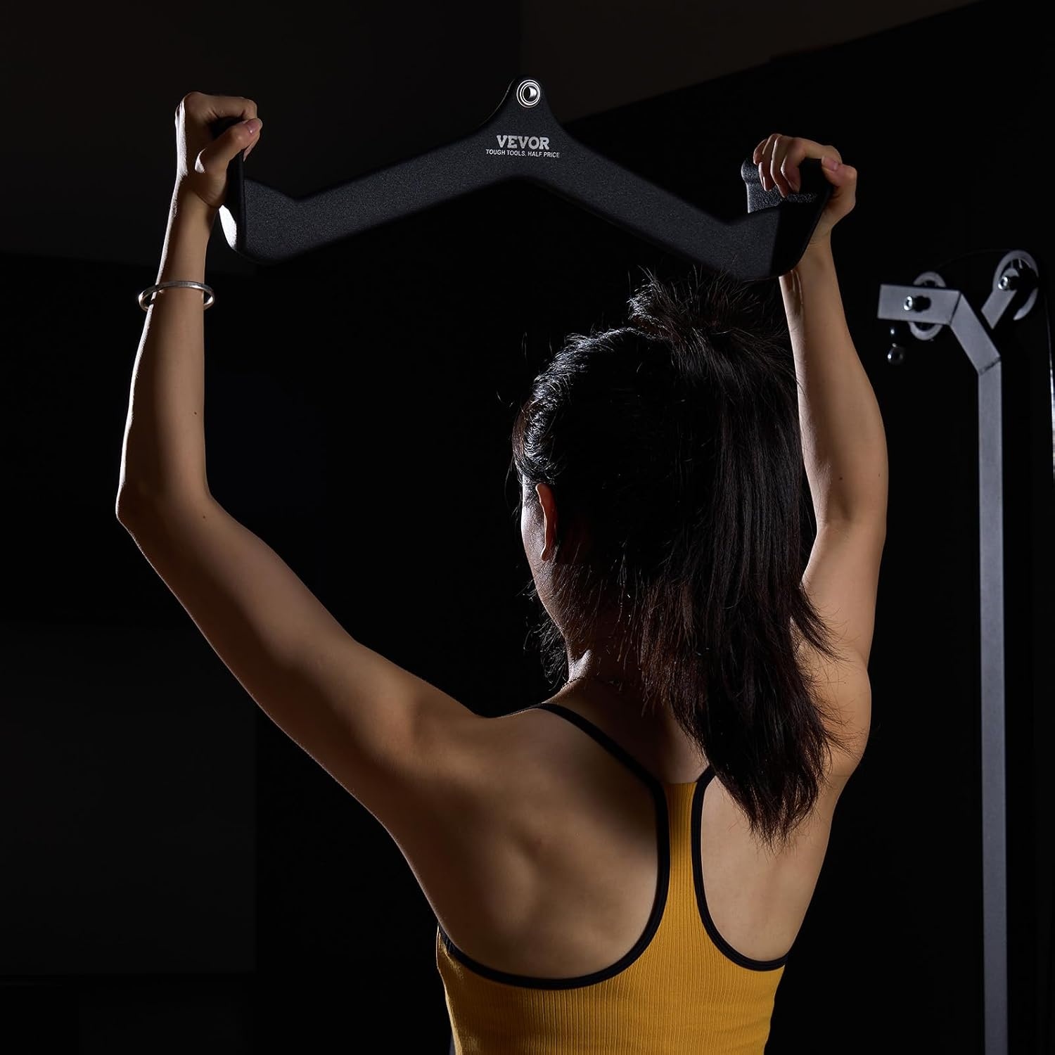 image:imageVEVOR LAT Pulldown Attachments Cable Machine Rowing Tbar Vbar Tricep Pull Down Bar Back Strength Training Rubber Coated Handle Grip Bicep Curl Tricep LAT Pulldown Bar for Home Gym Fitness5PCS A