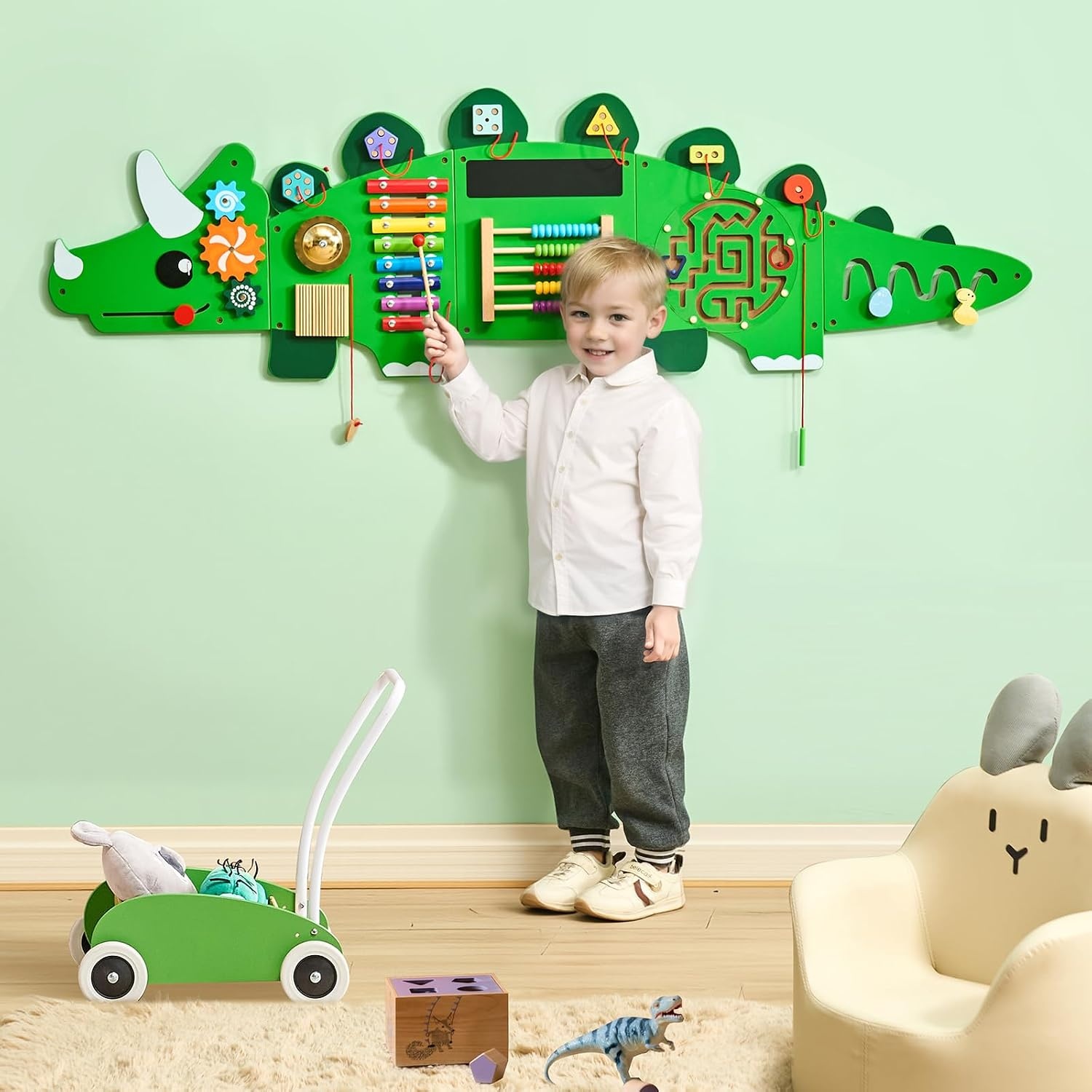 image:imageVEVOR Orca Activity Busy Board Wall 12 Activities Board Montessori Sensory Wall Panel for Kids 312 Years Sensory Activity Panel Ideal for Toddler Playroom Nursery ClassroomDinosaur