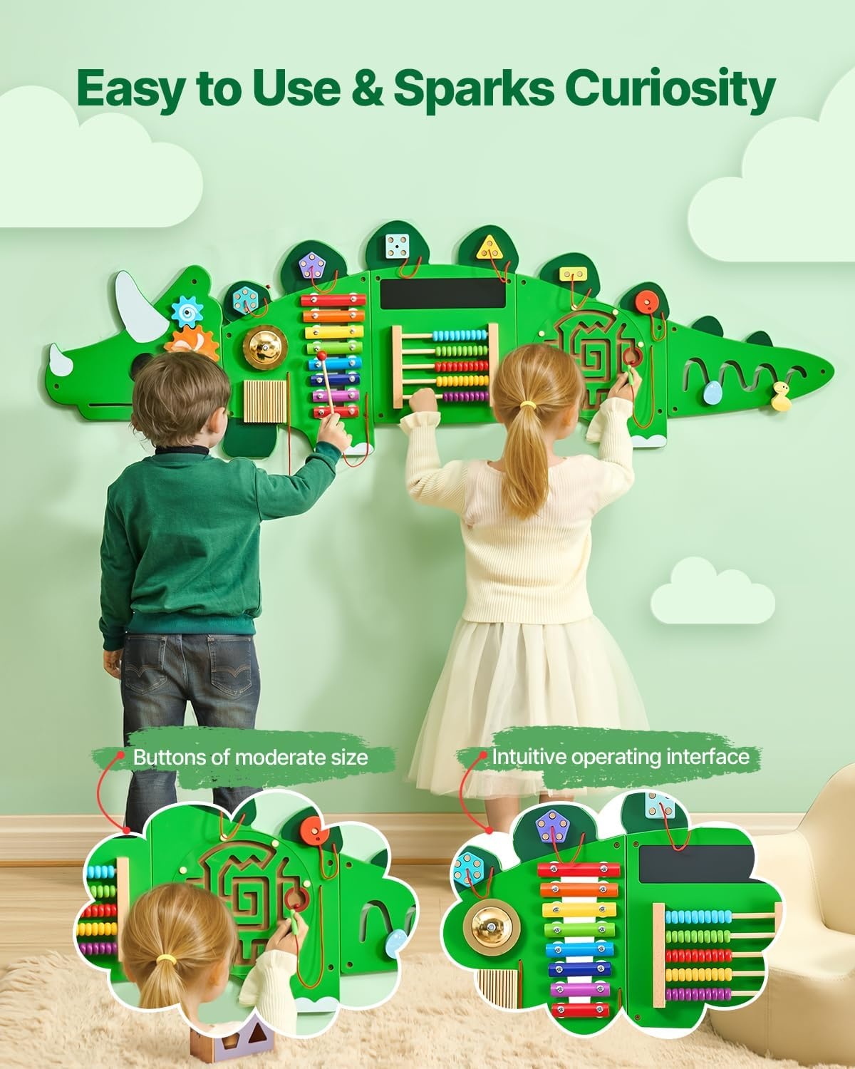 image:imageVEVOR Orca Activity Busy Board Wall 12 Activities Board Montessori Sensory Wall Panel for Kids 312 Years Sensory Activity Panel Ideal for Toddler Playroom Nursery ClassroomDinosaur