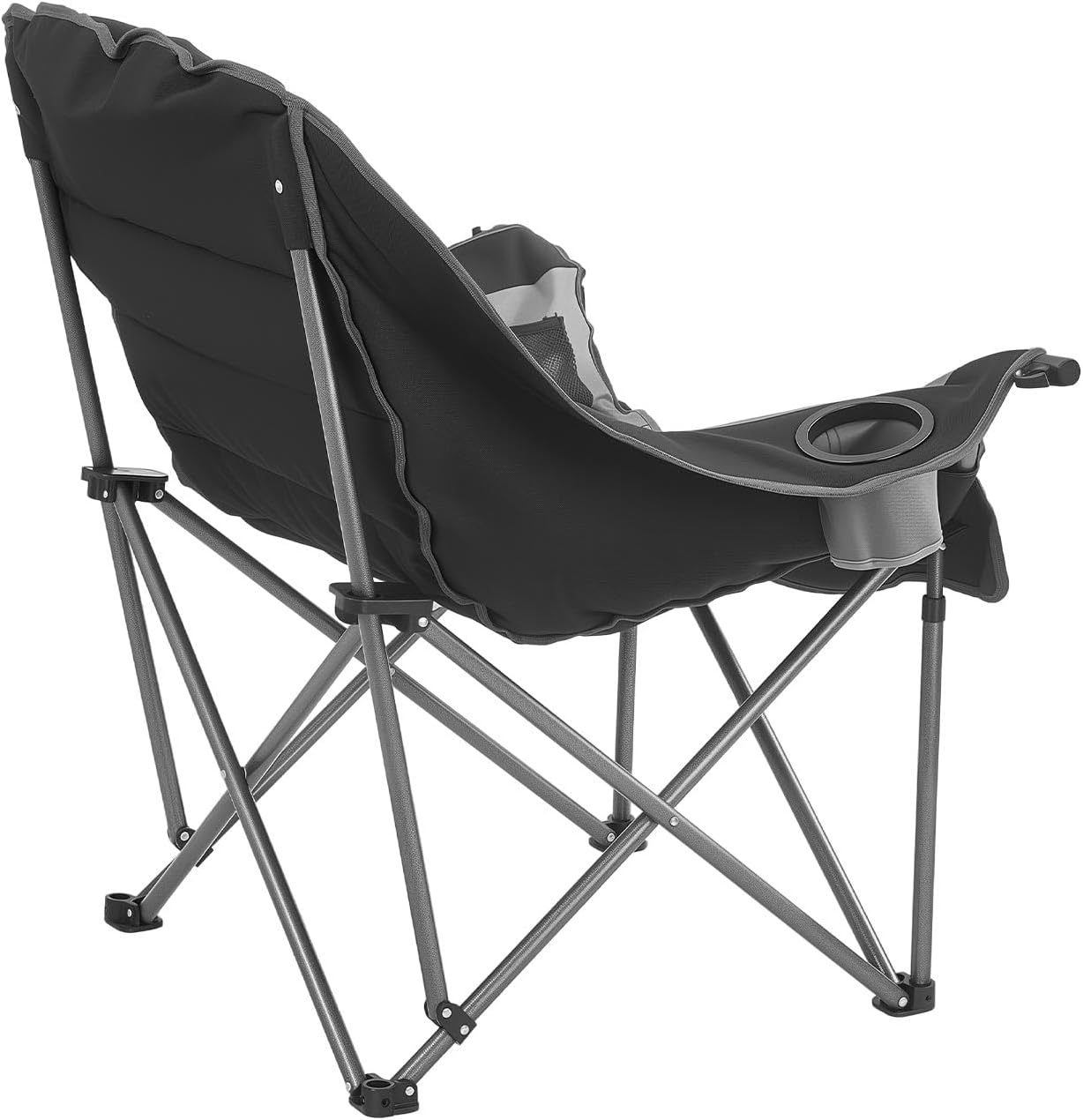 image:imageVEVOR Oversized Camping Chairs 450 lbs Heavy Duty Support Portable Padded Folding Camp Chairs with Dual Cup Holders amp Wine Glass Holders Carry Bag for Outdoor Fishing Black amp Gray 1 Pack