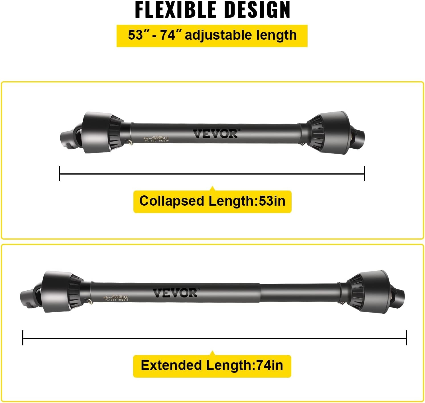 image:imageVEVOR PTO Shaft 138 PTO Drive Shaft 6 Spline Tractor End and Round Implement End PTO Driveline Shaft Tractor PTO Shaft 3039 Brush Hog PTO Shaft Black for Finish Mower Rotary Cutter5175