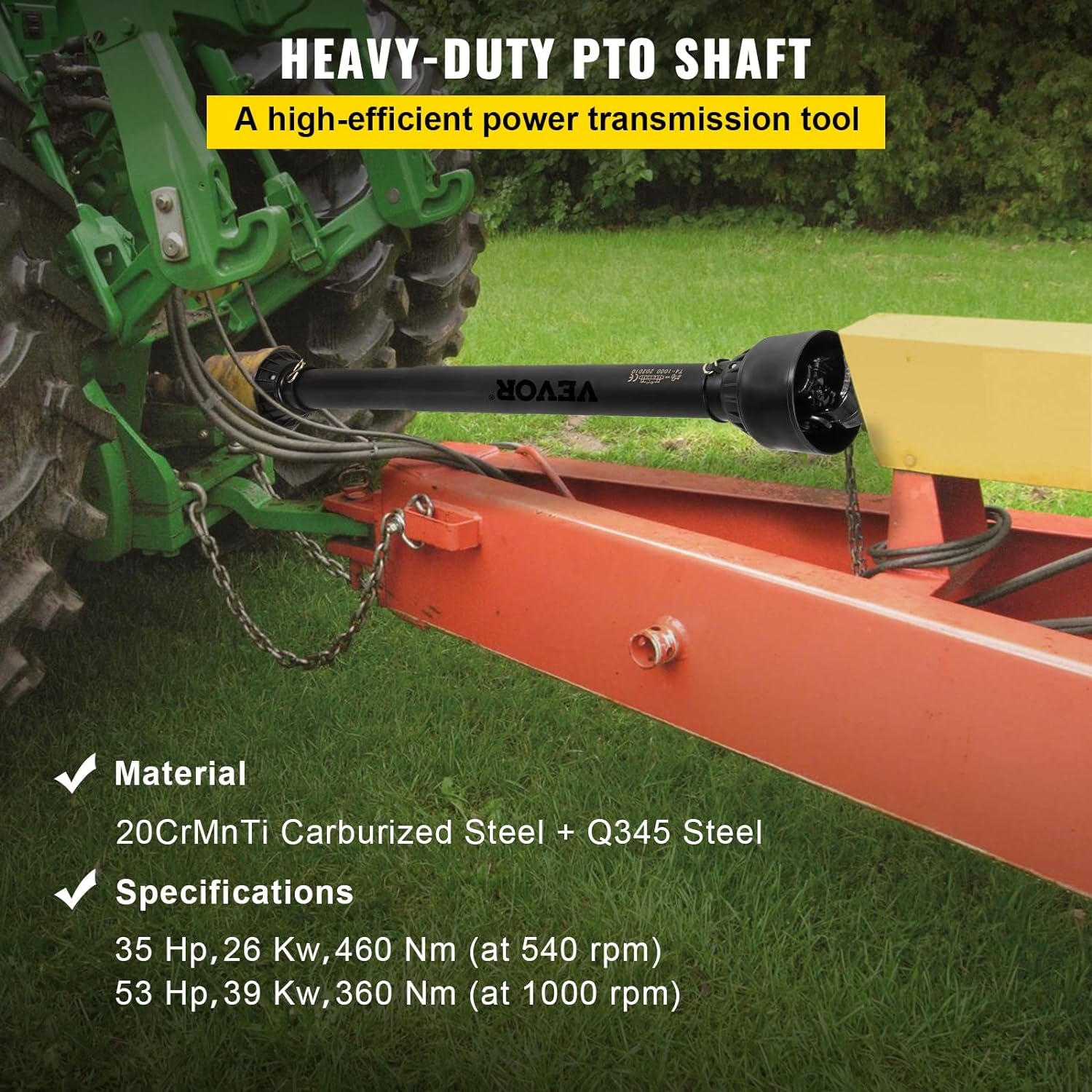 image:imageVEVOR PTO Shaft 138 PTO Drive Shaft 6 Spline Tractor End and Round Implement End PTO Driveline Shaft Tractor PTO Shaft 3039 Brush Hog PTO Shaft Black for Finish Mower Rotary Cutter5175