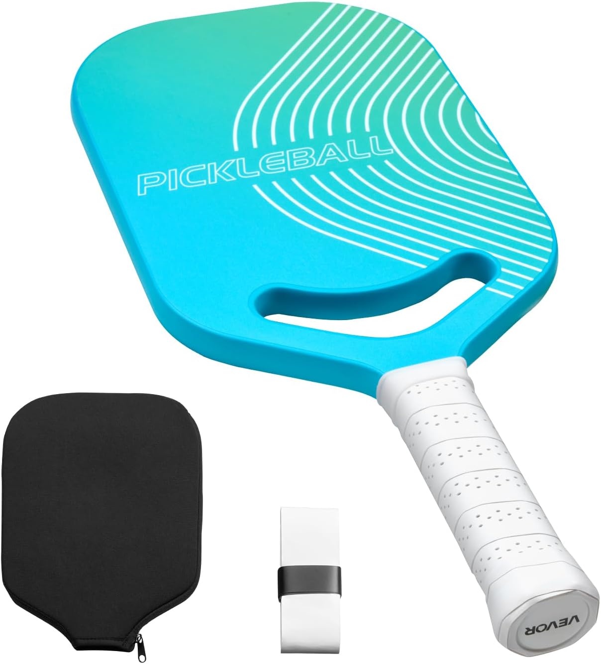 image:imageVEVOR Pickleball Paddle T700 Carbon Fiber Surface amp Honeycomb Core Pickleball Paddle with Increased Power amp Control amp Spin Pickle Ball Racket for Adults Men amp Women ChildrenCyan Gradient