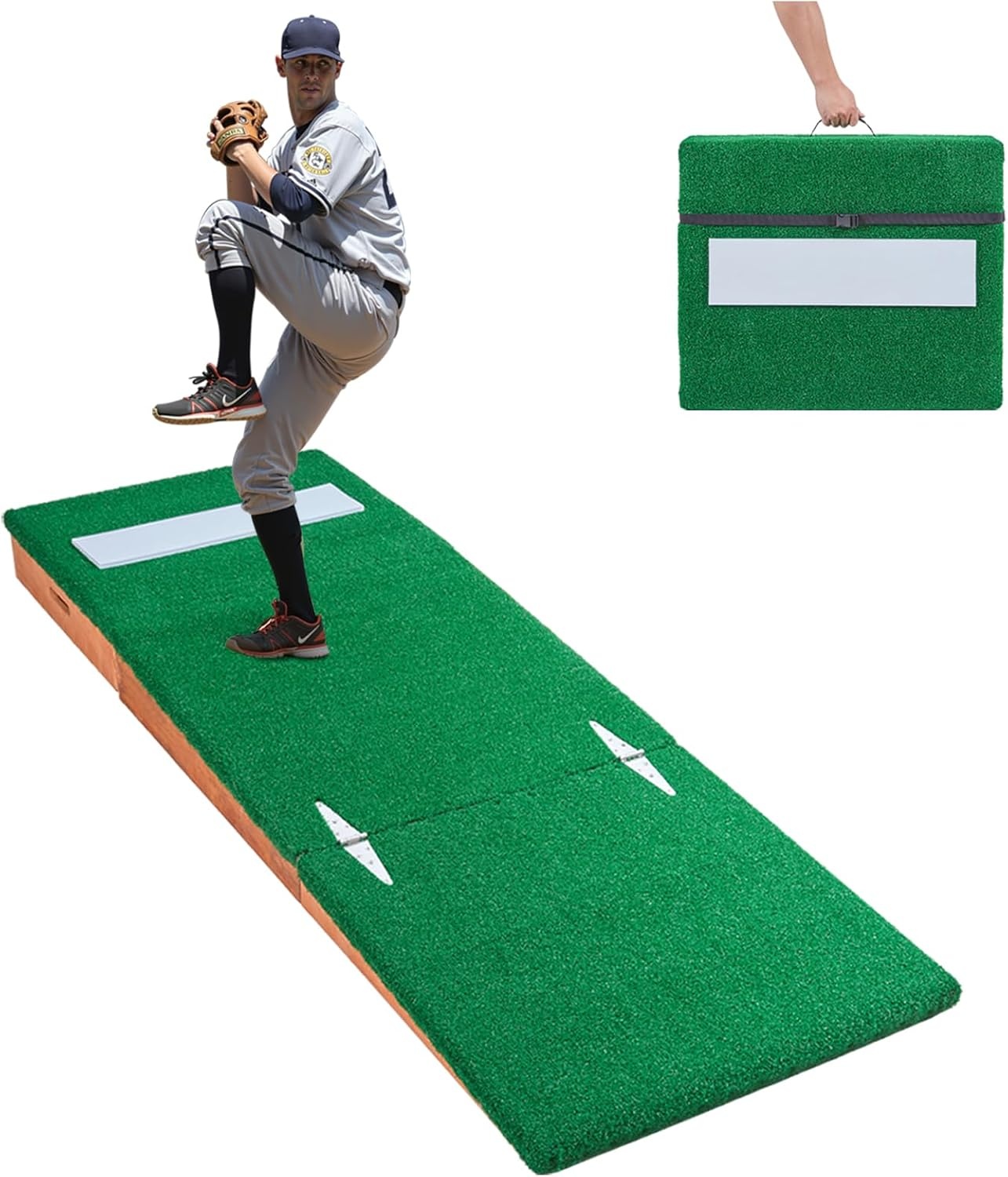 image:imageVEVOR Pitching Mound Baseball Game Mound IndoorOutdoor Pitching Practice and Training Equipment Softball Pitching Aids with Antifade Turf and Pitching RubberGreen