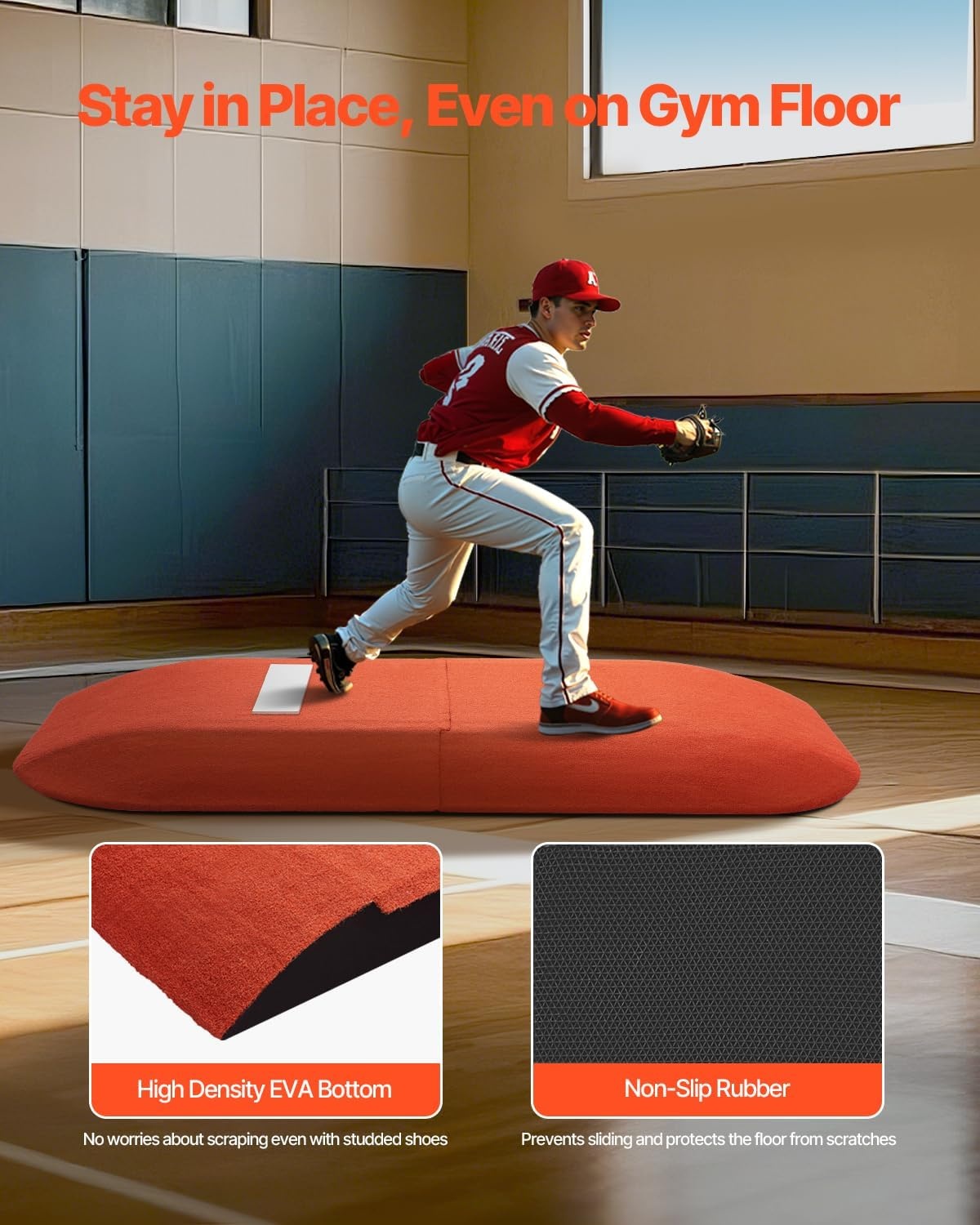 image:imageVEVOR Pitching Mound Baseball Game Mound IndoorOutdoor Pitching Practice and Training Equipment Softball Pitching Aids with Antifade Turf and Pitching RubberRed