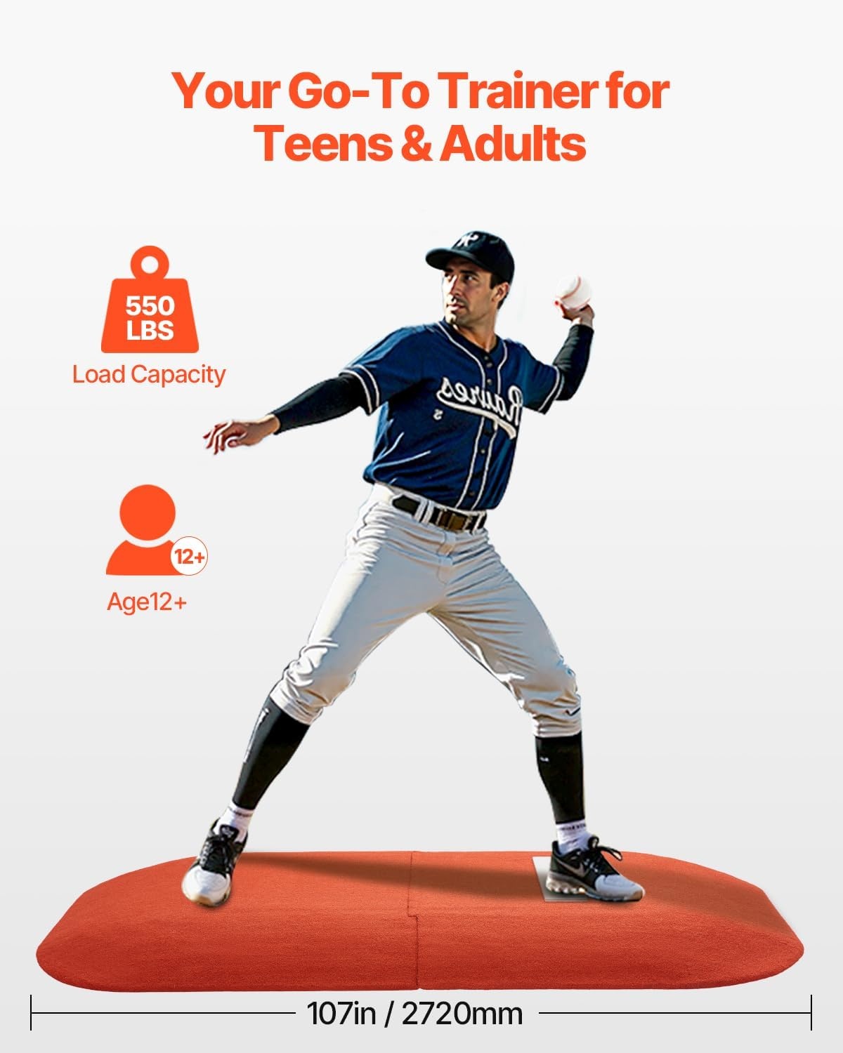 image:imageVEVOR Pitching Mound Baseball Game Mound IndoorOutdoor Pitching Practice and Training Equipment Softball Pitching Aids with Antifade Turf and Pitching RubberRed
