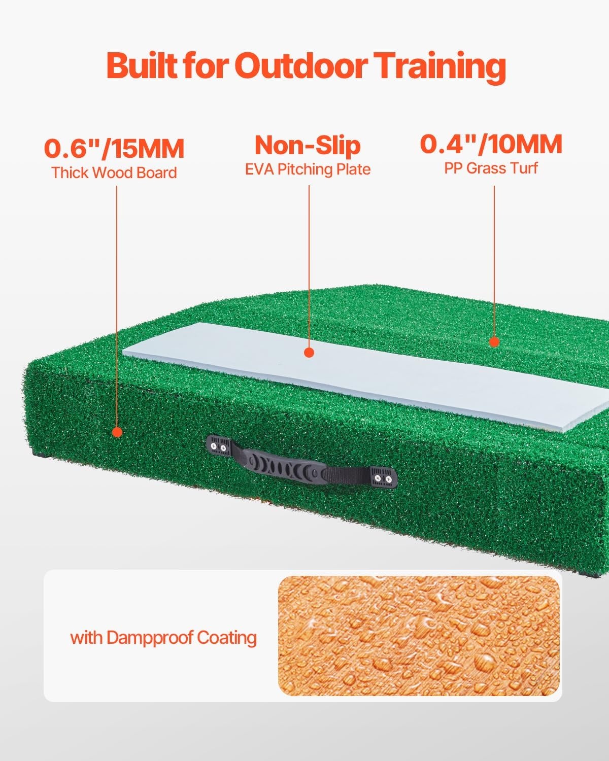 image:imageVEVOR Pitching Mound Baseball Game Mound IndoorOutdoor Pitching Practice and Training Equipment Softball Pitching Aids with Antifade Turf and Pitching RubberGreen