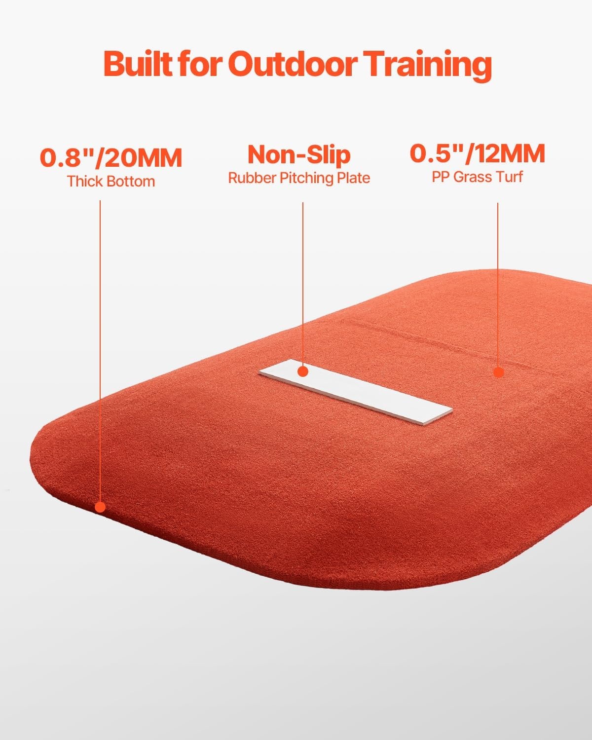 image:imageVEVOR Pitching Mound Baseball Game Mound IndoorOutdoor Pitching Practice and Training Equipment Softball Pitching Aids with Antifade Turf and Pitching RubberRed