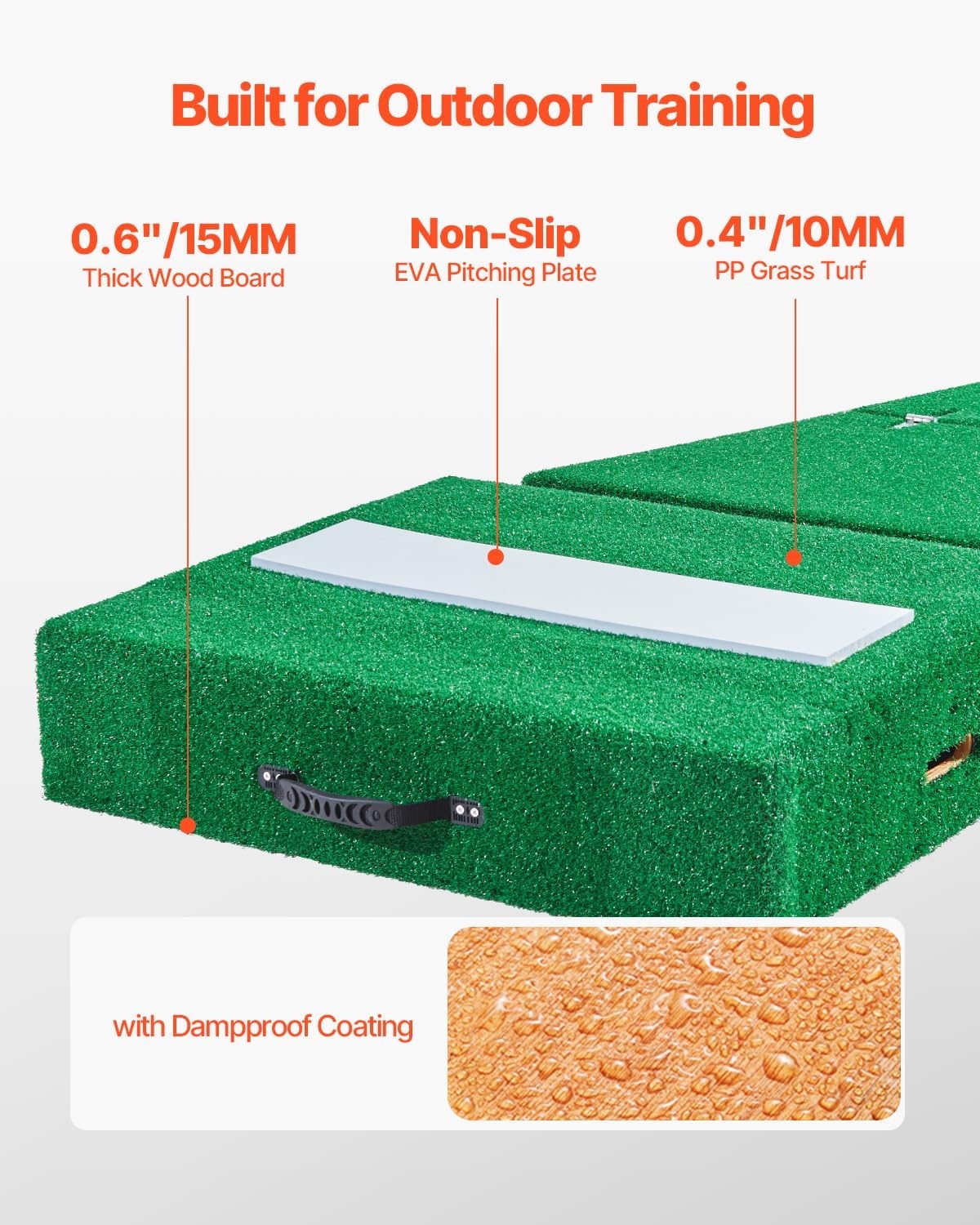 image:imageVEVOR Pitching Mound Baseball Game Mound IndoorOutdoor Pitching Practice and Training Equipment Softball Pitching Aids with Antifade Turf and Pitching RubberGreen