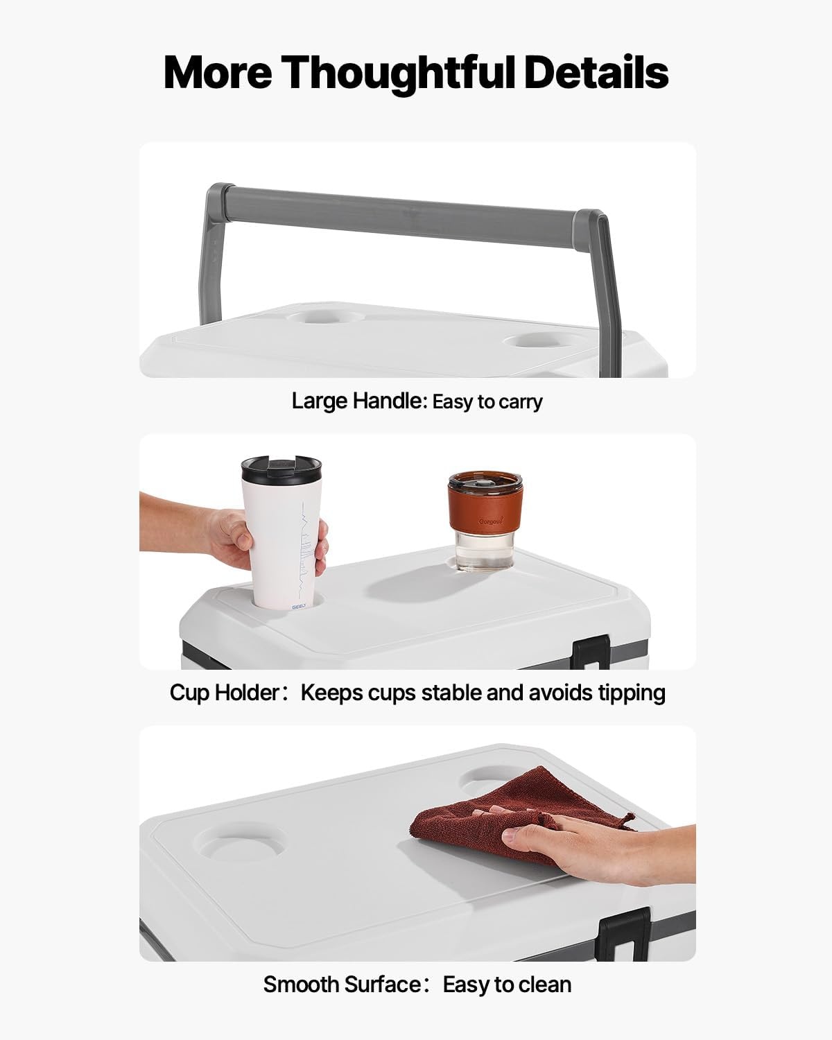 image:imageVEVOR Portable Cooler 38 QT Hard Cooler with Ice Retention HeavyDuty Handles and Cup Holder Lightweight Rigid Material Insulated Portable Cooler Suitable for Family Picnics and Long Trips