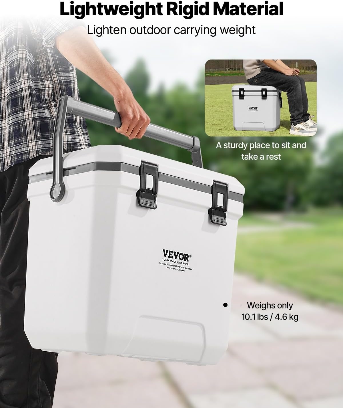 image:imageVEVOR Portable Cooler 38 QT Hard Cooler with Ice Retention HeavyDuty Handles and Cup Holder Lightweight Rigid Material Insulated Portable Cooler Suitable for Family Picnics and Long Trips