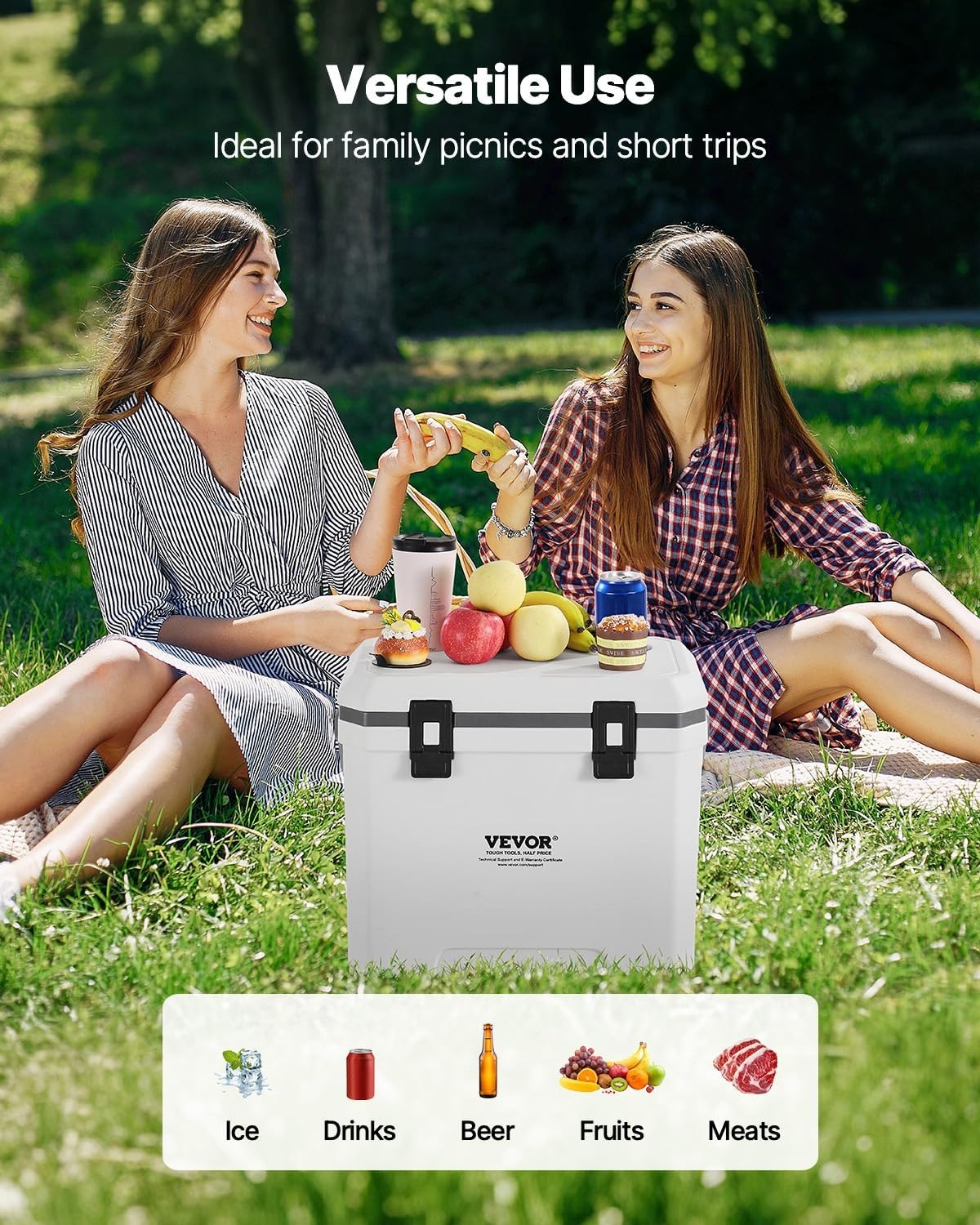 image:imageVEVOR Portable Cooler 38 QT Hard Cooler with Ice Retention HeavyDuty Handles and Cup Holder Lightweight Rigid Material Insulated Portable Cooler Suitable for Family Picnics and Long Trips