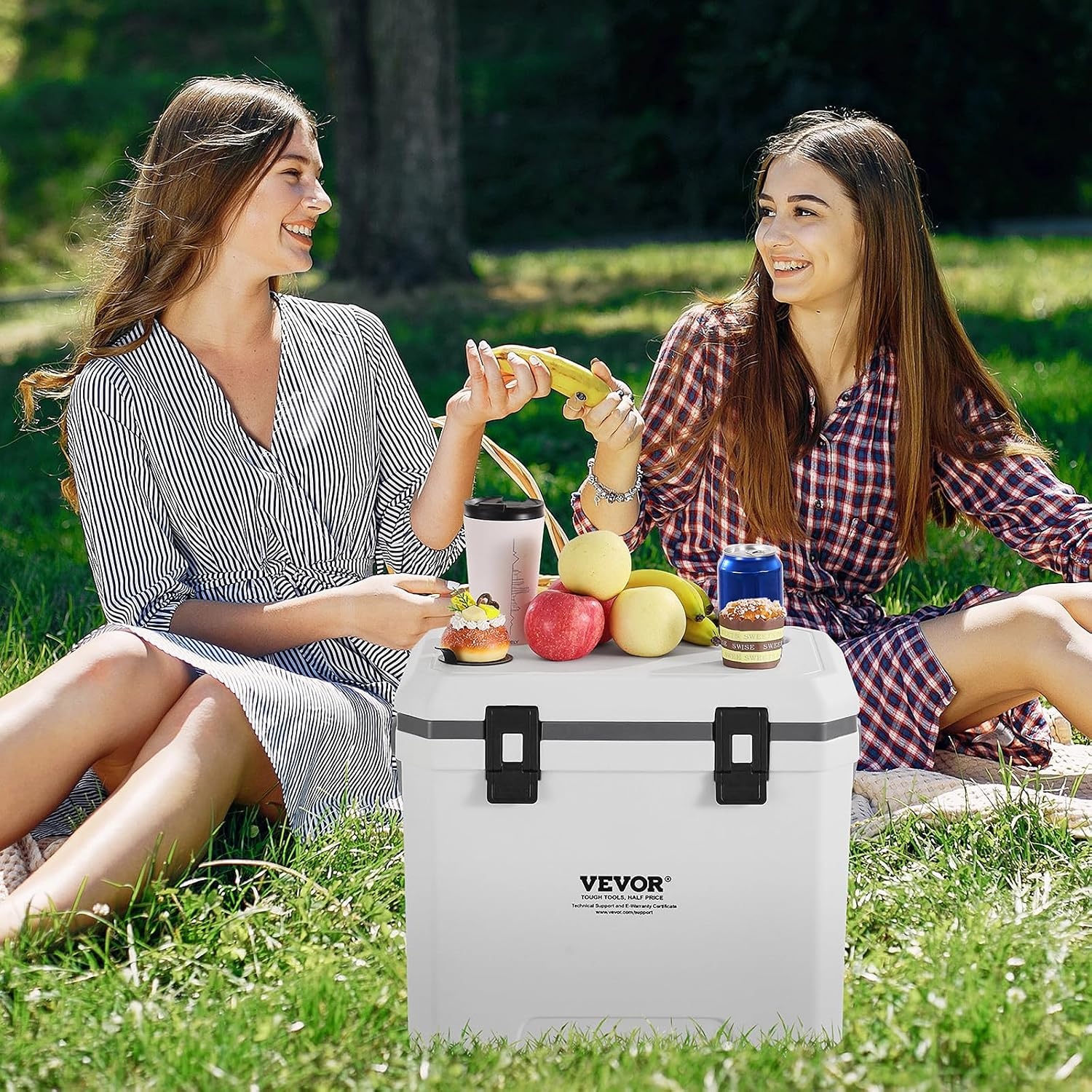 image:imageVEVOR Portable Cooler 38 QT Hard Cooler with Ice Retention HeavyDuty Handles and Cup Holder Lightweight Rigid Material Insulated Portable Cooler Suitable for Family Picnics and Long Trips