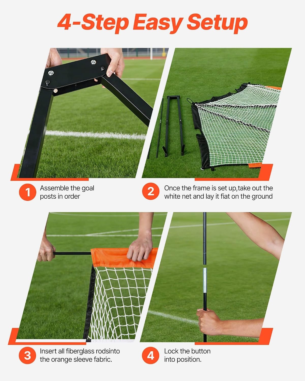 image:imageVEVOR Portable Lacrosse Goal Complete Training Accessory Set with Extended Coverage for Youth and Adults6 x 6 Fiberglass Goal