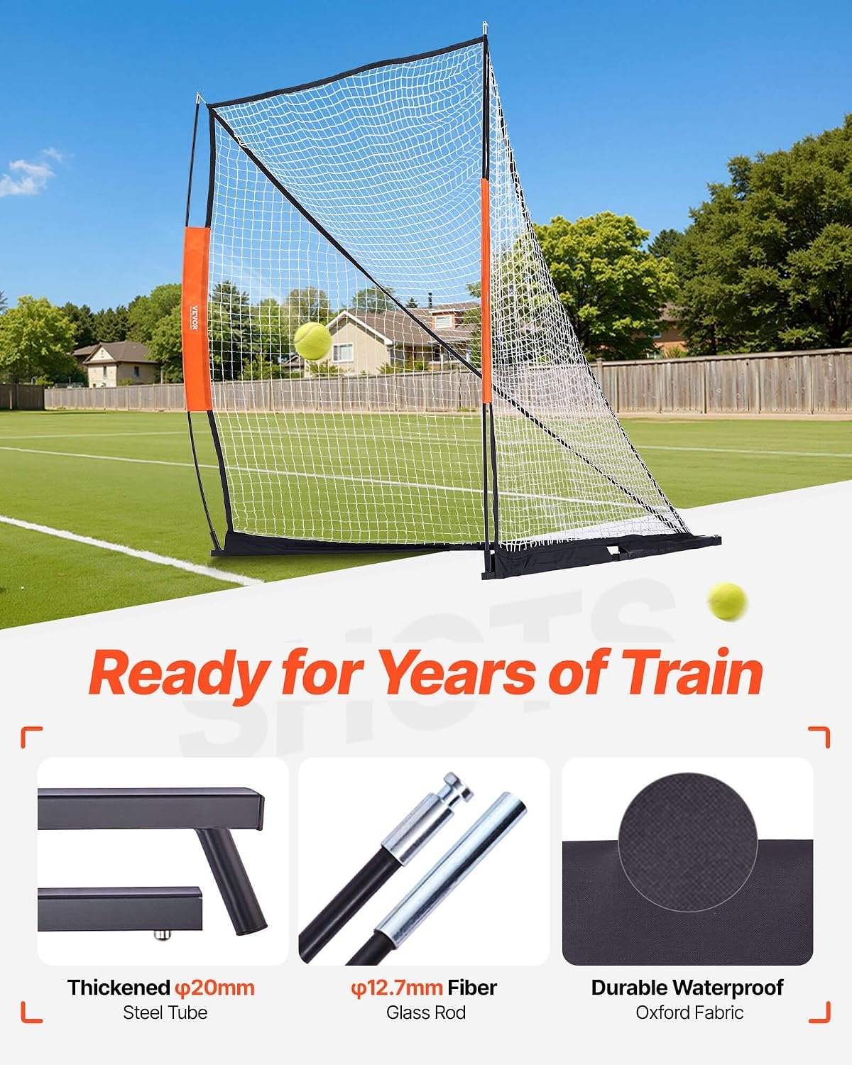 image:imageVEVOR Portable Lacrosse Goal Complete Training Accessory Set with Extended Coverage for Youth and Adults6 x 6 Fiberglass Goal