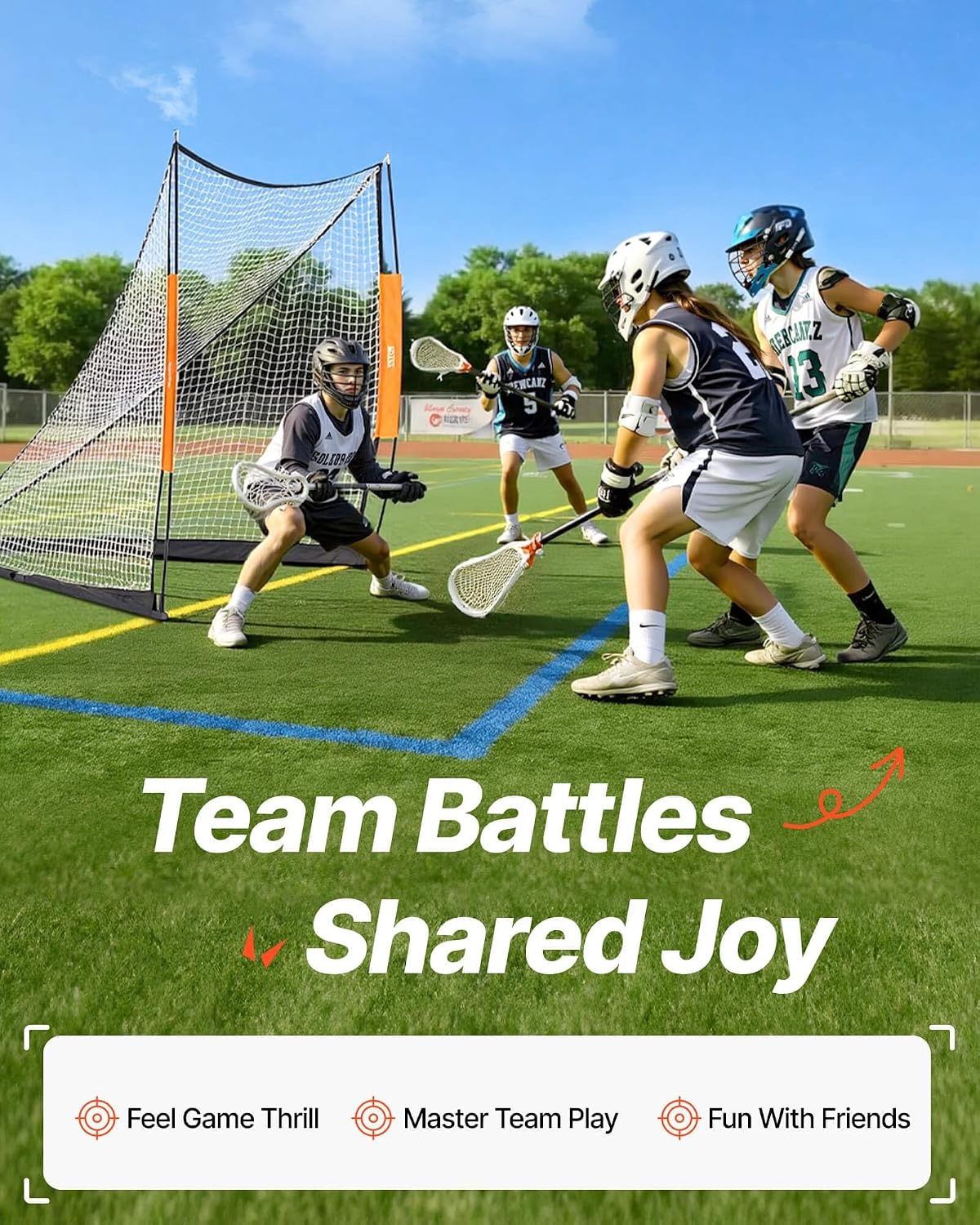 image:imageVEVOR Portable Lacrosse Goal Complete Training Accessory Set with Extended Coverage for Youth and Adults6 x 6 Fiberglass Goal