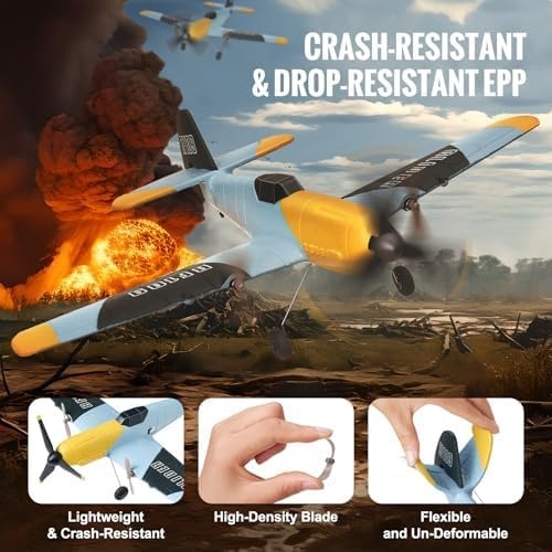 image:imageVEVOR RC Plane 24GHZ 3 Channel RC Airplane with 6Axis Gyro Stabilizeramp2 Batteries Ready to Fly BF109 Fighter Aircraft Plane Toy for Adults Beginners Kids BirthdayXmas Gift3CHBF109