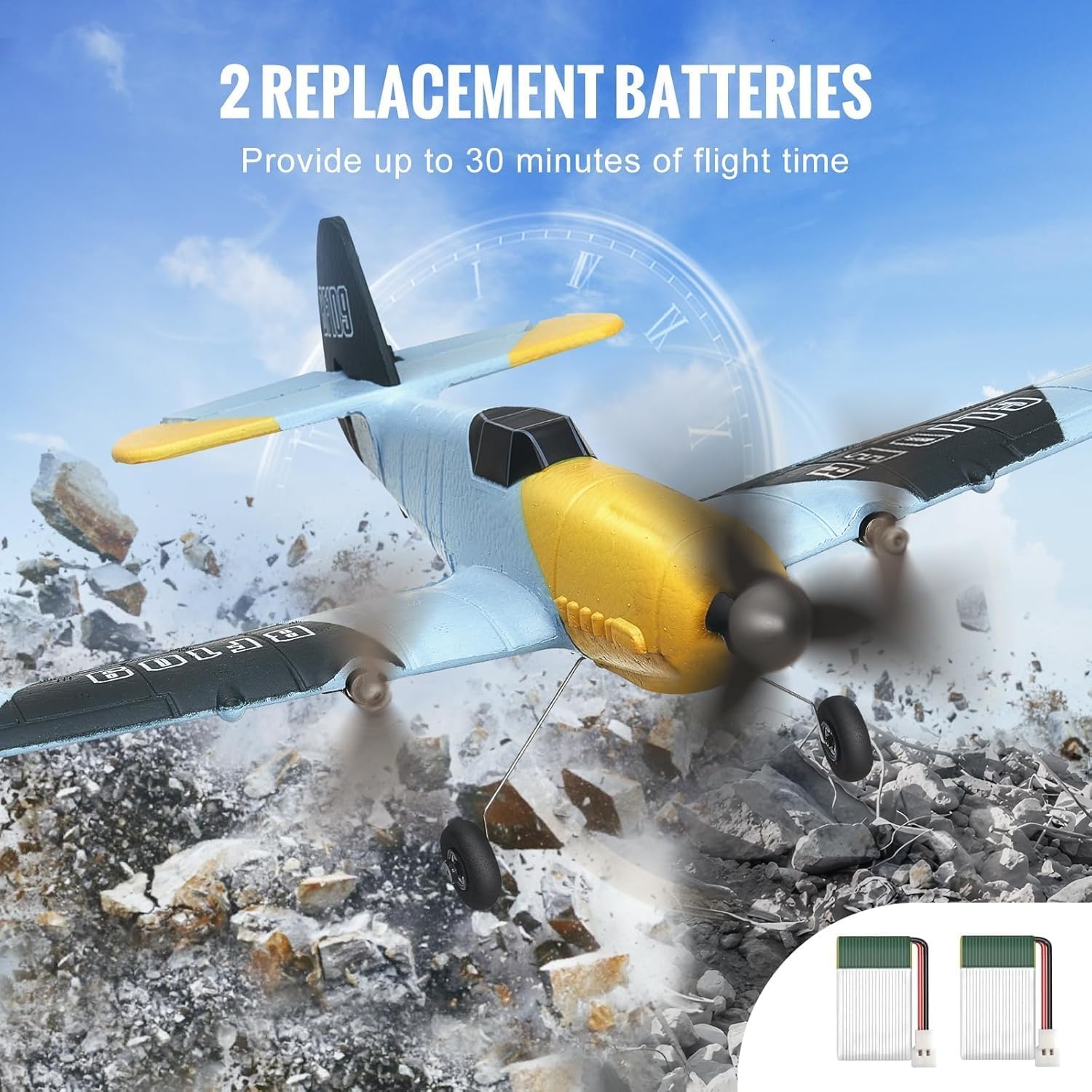 image:imageVEVOR RC Plane 24GHZ 3 Channel RC Airplane with 6Axis Gyro Stabilizeramp2 Batteries Ready to Fly BF109 Fighter Aircraft Plane Toy for Adults Beginners Kids BirthdayXmas Gift3CHBF109