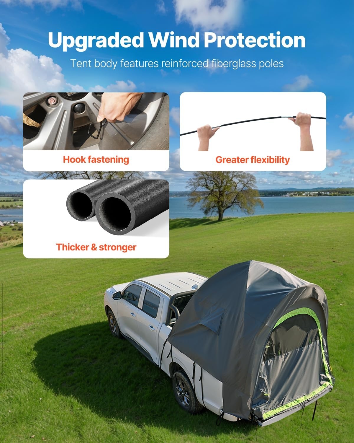 image:imageVEVOR SUV or Pickup Truck Camping Tents Waterproof Double Layer Design with Carry Bag Accommodates 29 Persons for Outdoor Activities5052 ft