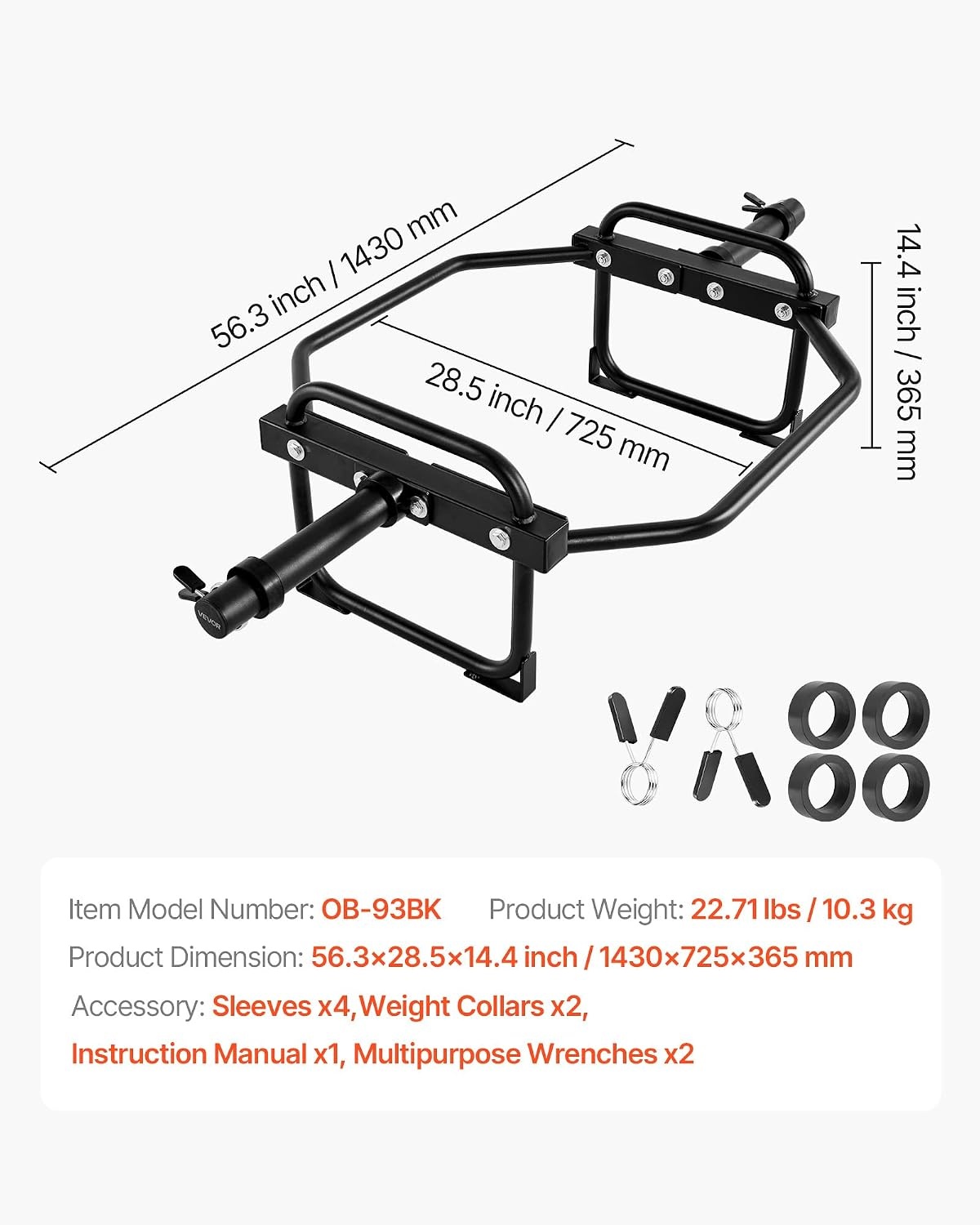 image:imageVEVOR Safety Squat Bar 700 amp 1500 LBS Plus 500 LBS Hex Barbell Trap Bar Ideal for Squats Deadlifts Lunges Rehab500 Pounds