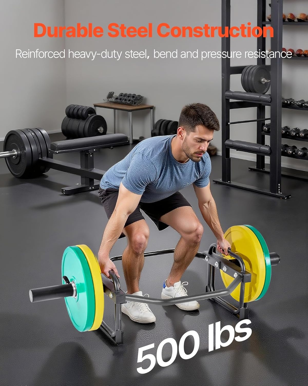 image:imageVEVOR Safety Squat Bar 700 amp 1500 LBS Plus 500 LBS Hex Barbell Trap Bar Ideal for Squats Deadlifts Lunges Rehab500 Pounds