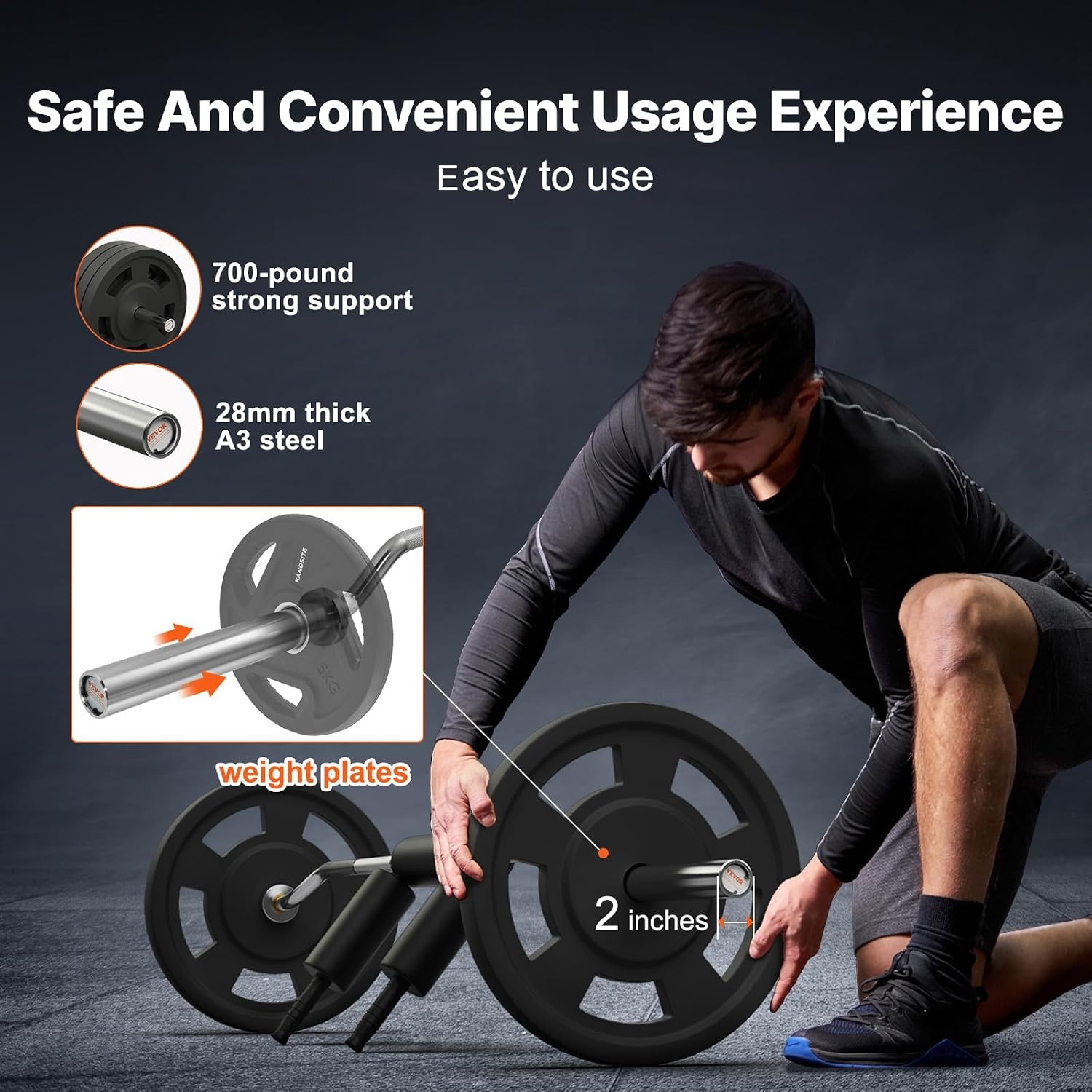 image:imageVEVOR Safety Squat Bar 700 amp 1500 LBS Plus 500 LBS Hex Barbell Trap Bar Ideal for Squats Deadlifts Lunges Rehab700 Pounds