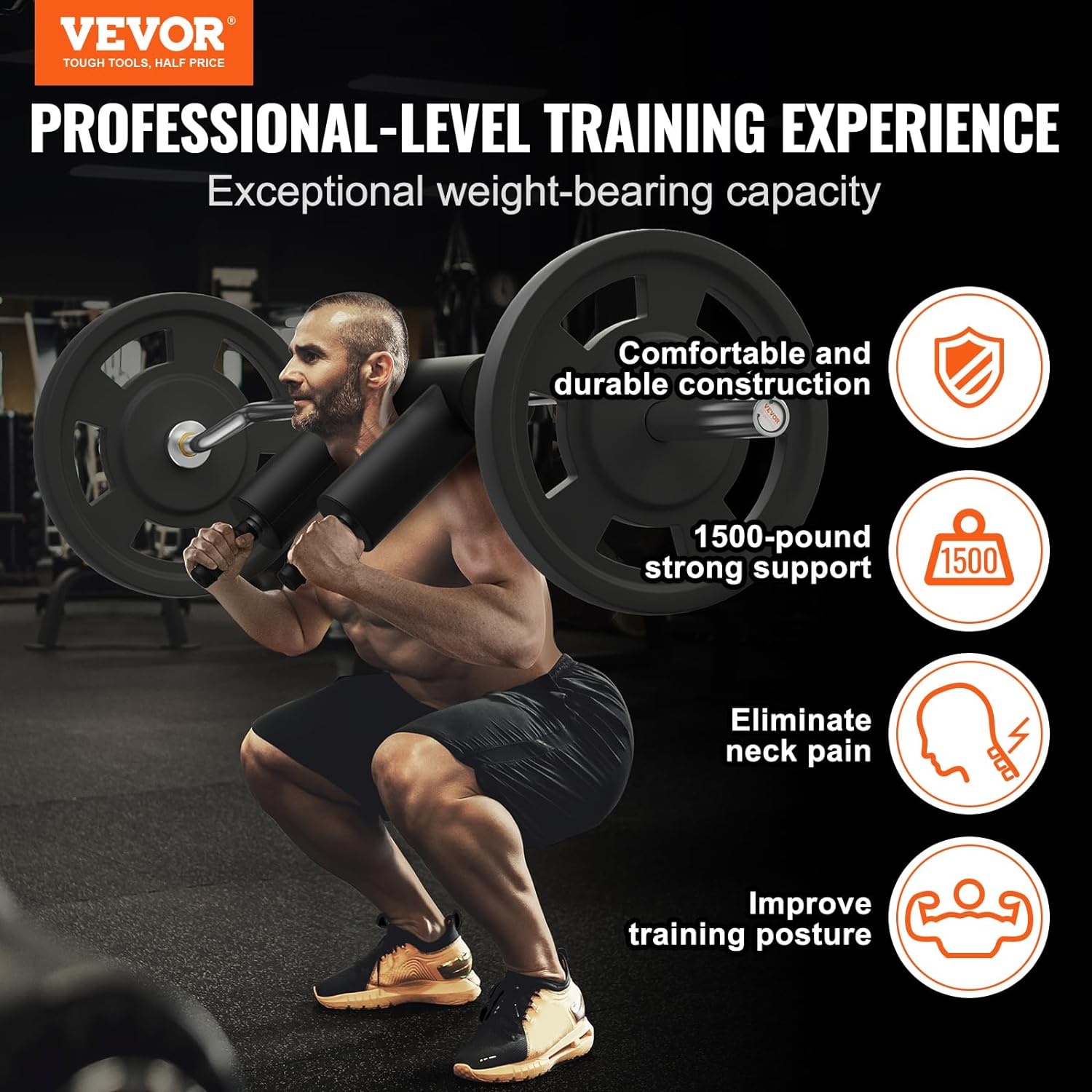 image:imageVEVOR Safety Squat Bar 700 amp 1500 LBS Plus 500 LBS Hex Barbell Trap Bar Ideal for Squats Deadlifts Lunges Rehab8661 x 1870 x 492 inches