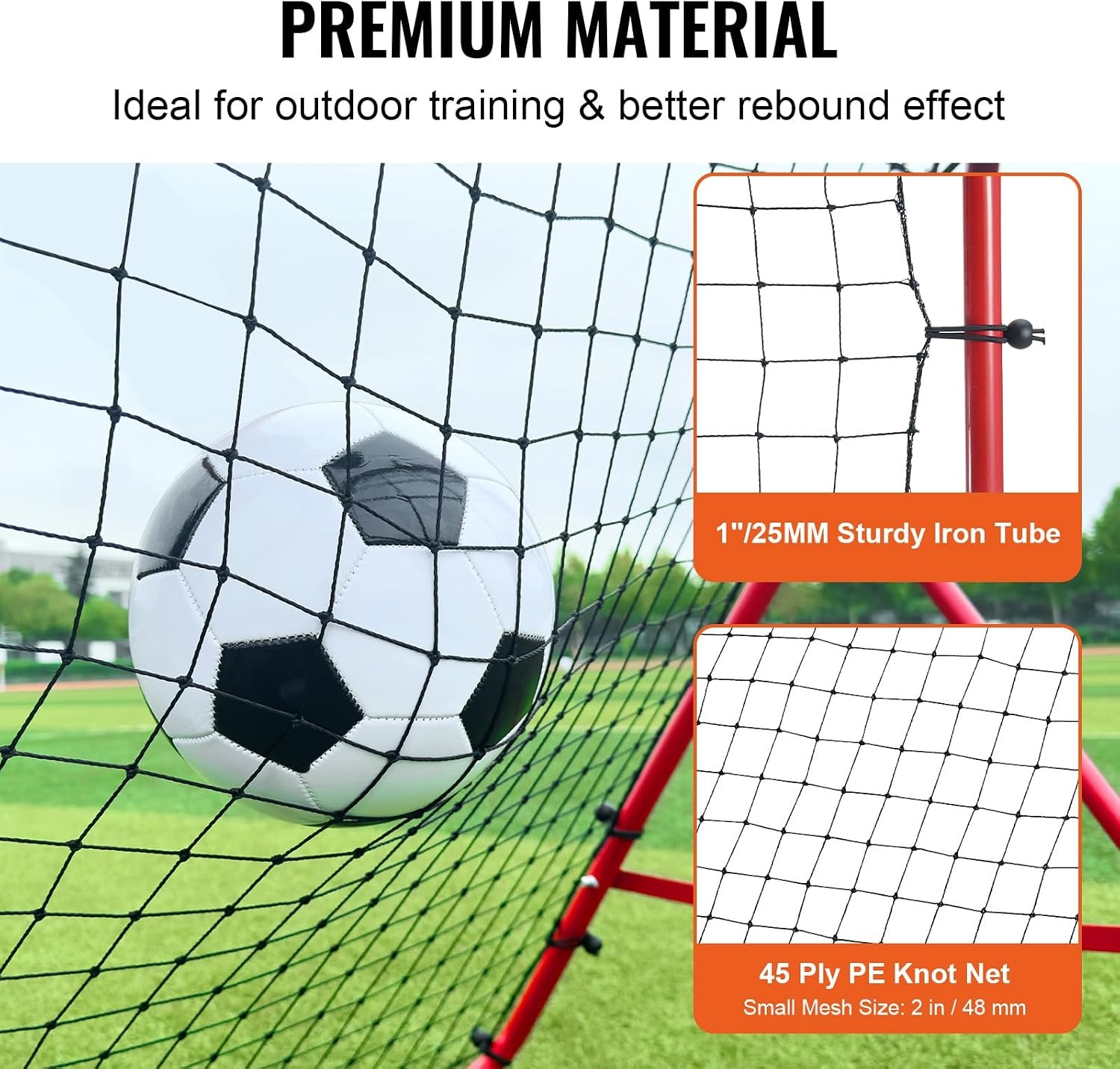 image:imageVEVOR Soccer Rebounder Net QuickSwitch Angle Soccer Goal Rebounder for Control Passing Practice HeavyDuty Iron Frame amp PE Net Easy Setup Ball Training Equipment for TeensampAdults 33x33FT