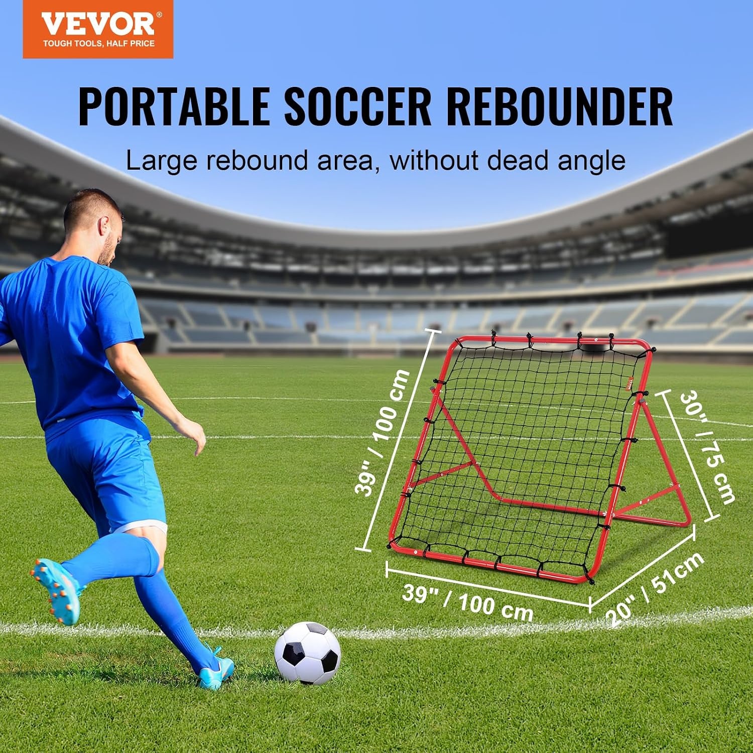 image:imageVEVOR Soccer Rebounder Net QuickSwitch Angle Soccer Goal Rebounder for Control Passing Practice HeavyDuty Iron Frame amp PE Net Easy Setup Ball Training Equipment for TeensampAdults 33x33FT