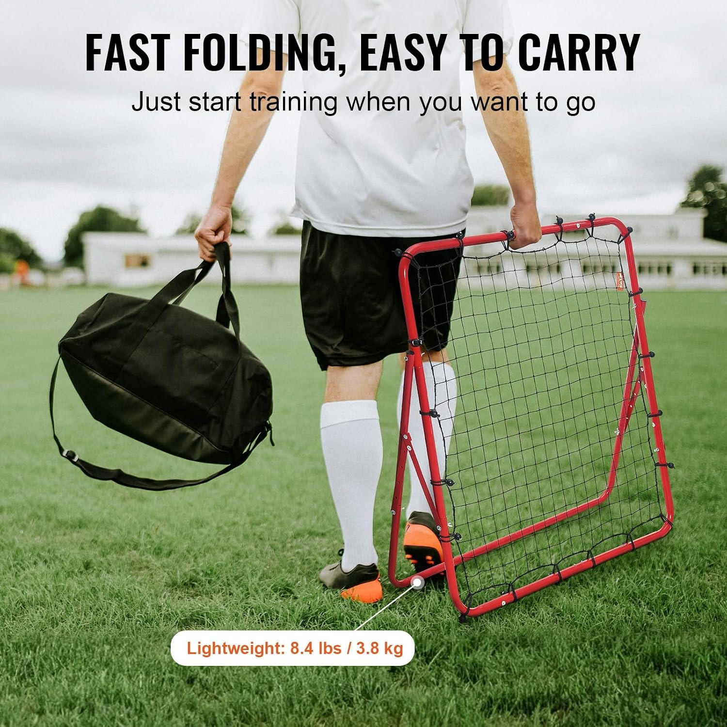 image:imageVEVOR Soccer Rebounder Net QuickSwitch Angle Soccer Goal Rebounder for Control Passing Practice HeavyDuty Iron Frame amp PE Net Easy Setup Ball Training Equipment for TeensampAdults 33x33FT