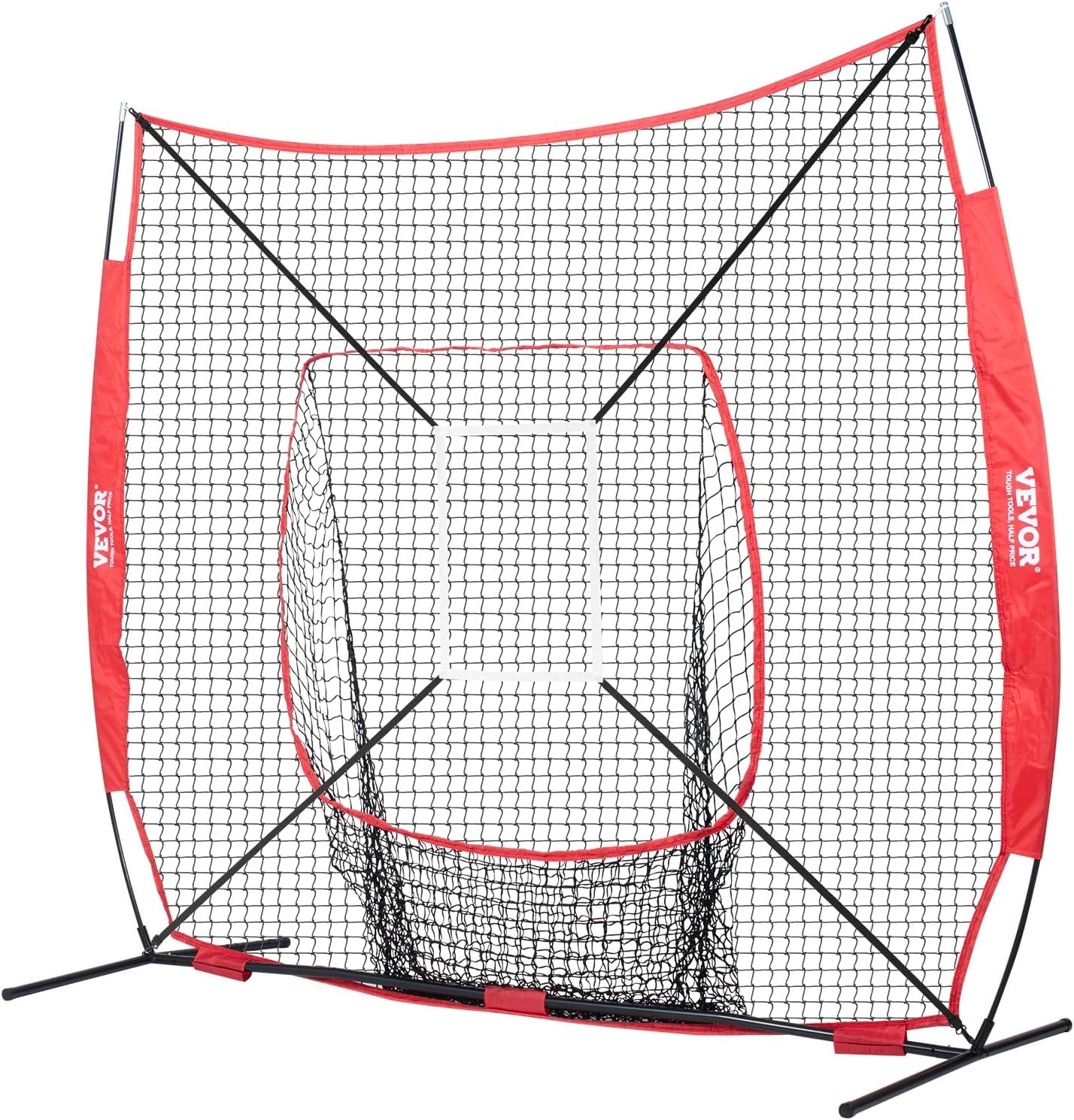 image:imageVEVOR Softball Practice Net Portable Baseball Training Net for Hitting Batting Catching Pitching Backstop Equipment with Bow Frame Carry Bag Strike Zone Batting Tee7X7FT Set 3