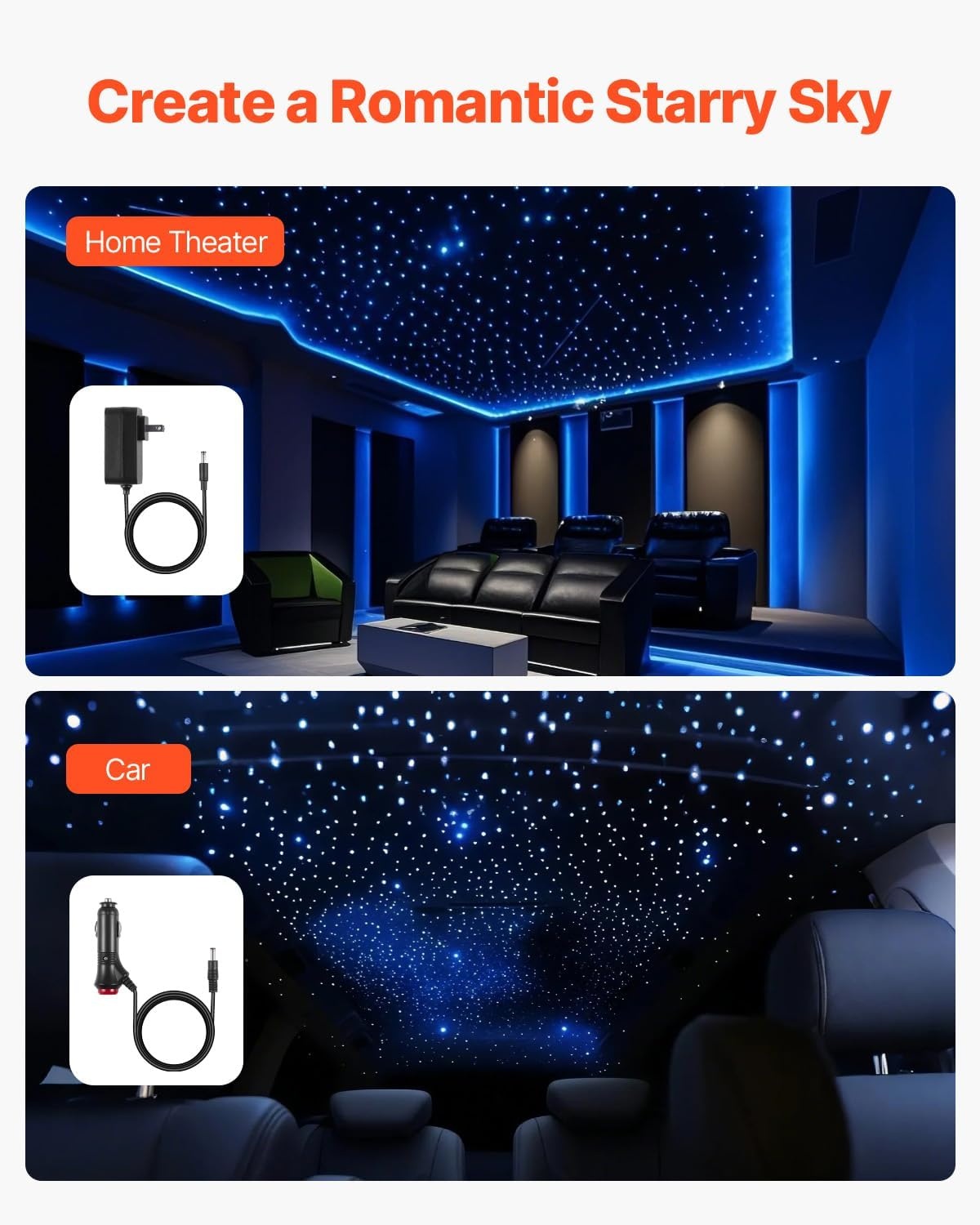 image:imageVEVOR Starlight Headliner Kit 150 pcs 003 in 65 ft 16W Fiber Optic Star Ceiling Lights for Car Bluetooth APP Remote Control Sound Activated RGBW Light Engine for Home Bed Room Decoration150pcs003in65ft