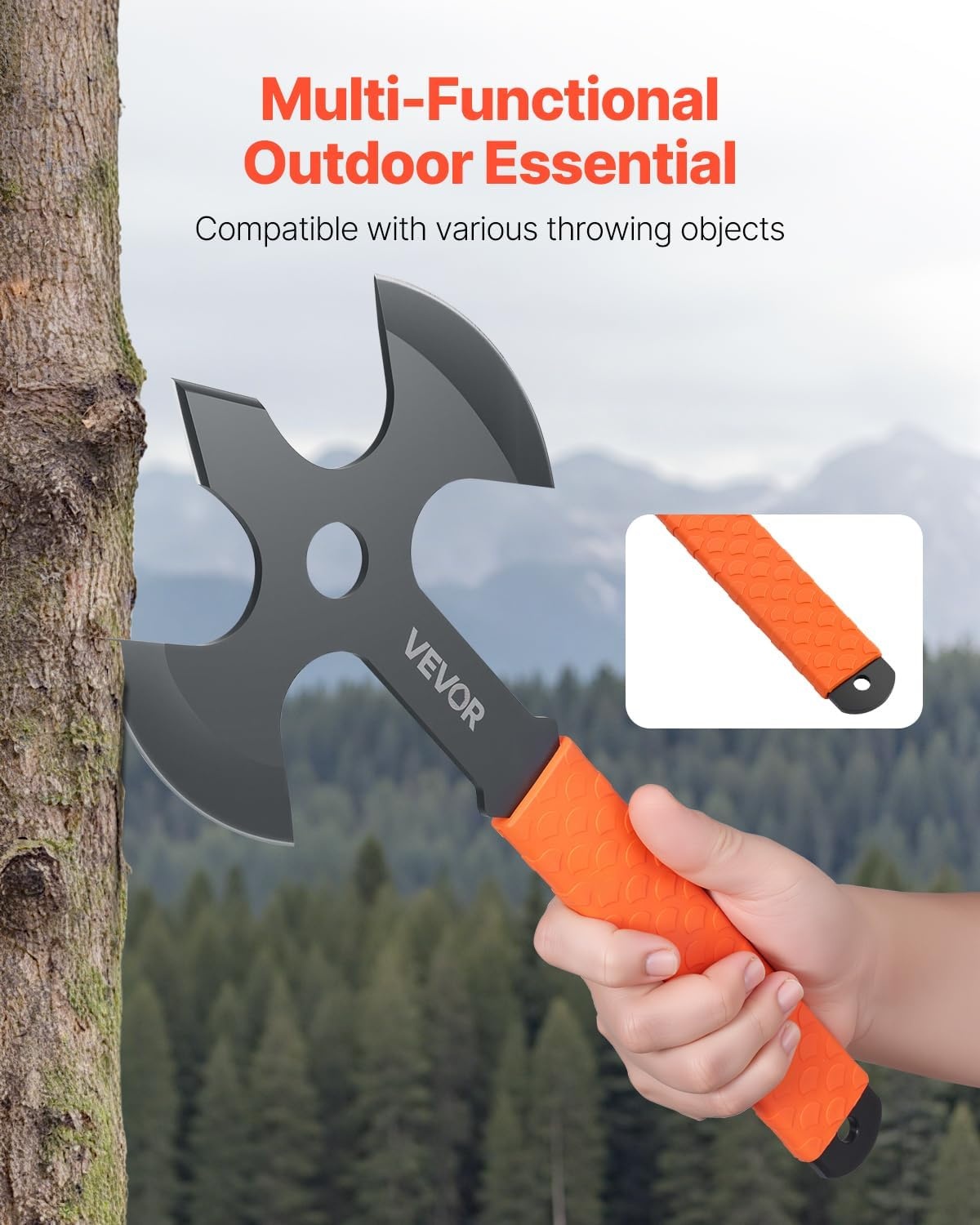 image:imageVEVOR Throwing Axes and Tomahawks 3 Pack Axe Throwing Hatchet Set MultiFunctional Handle with Wrench and Bottle Opener Stainless Steel with Black Nylon Sheath for Recreation and Competition3 Pack Triple Edge Axe