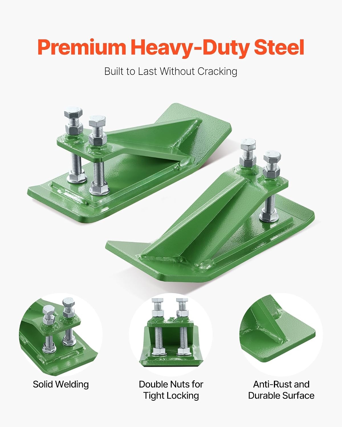 image:imageVEVOR Tractor Bucket Protector 2PCS Heavy Duty Steel Bucket Edge Protectors AntiSkid Device with Double Hexagon Lock Nuts and Bolts for Snow Leave Removal amp Spreading Gravel RedGreen
