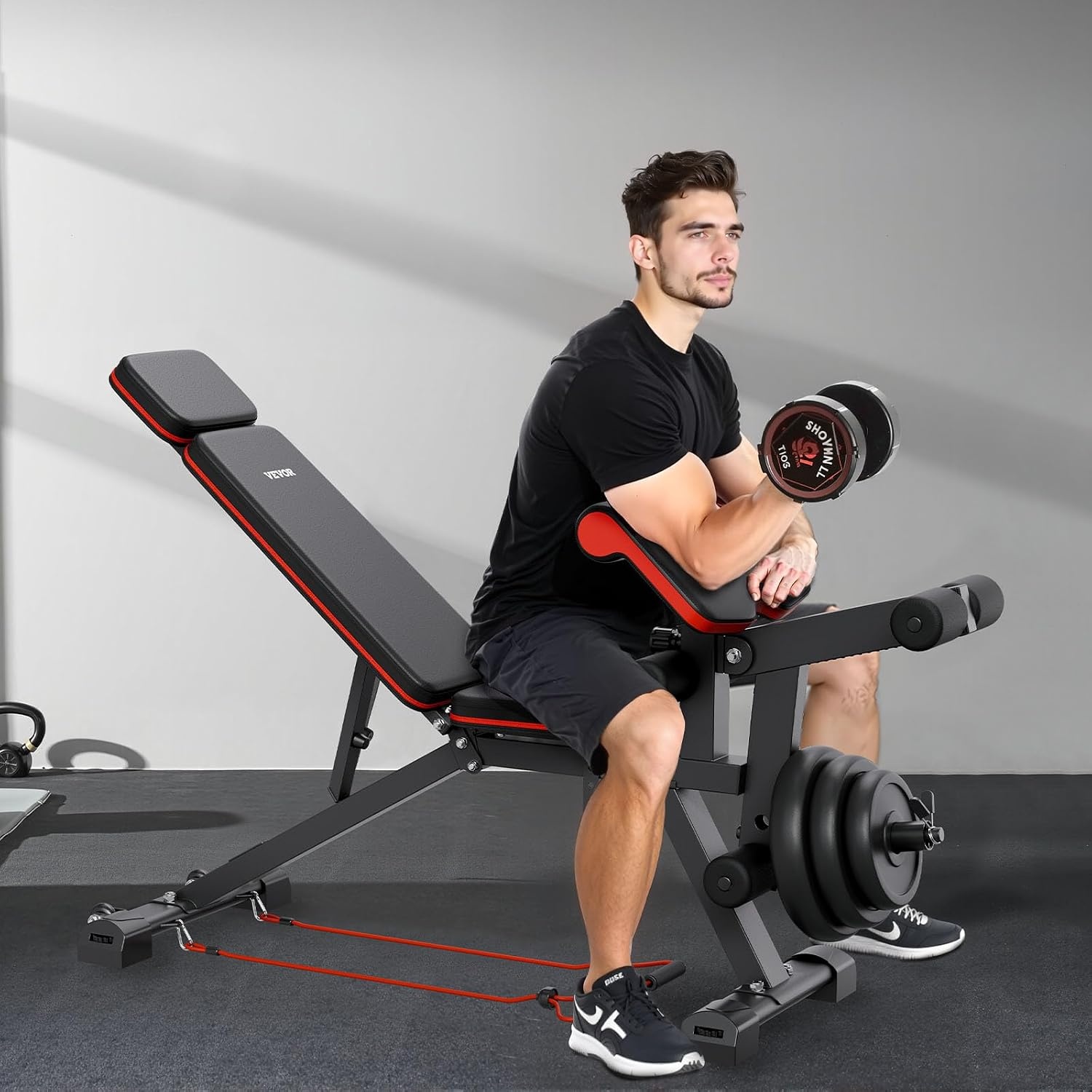 image:imageVEVOR Weight Bench 800lbs660lbs Adjustable Weight Bench Press for Full Body Workout Exercise Situp Bench for Home Gym Strength Training Multiple Functions Fast AdjustmentBlack
