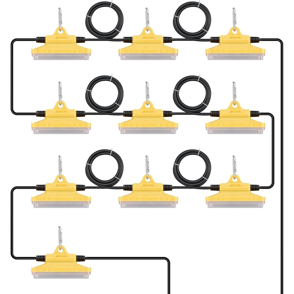 image:imageVEVOR 100FT Construction String Lights 150W 15000LM 10PCs String Work Light 50005500K IP65 Waterproof with Hanging Hooks for Construction Site Temporary Lighting Indoor amp Outdoor ETL Listed150W