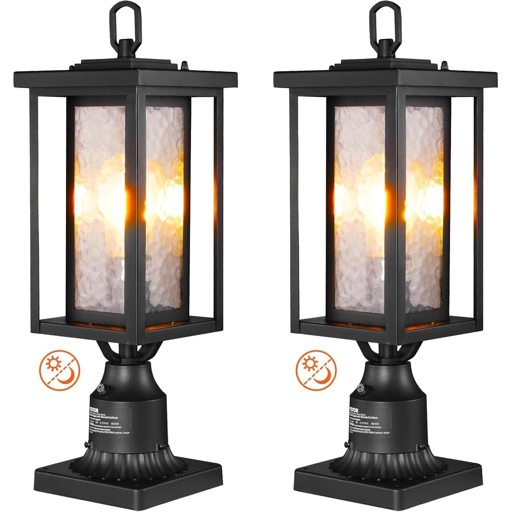 image:imageVEVOR 2 Pack Dusk to Dawn Outdoor Post Light 1772 in Waterproof Lamp Post Lights Fixtures with 55 in Pier Mount Base Glass Shade LightningProof Exterior Pole Column Light for Patio Garden Pathway1947
