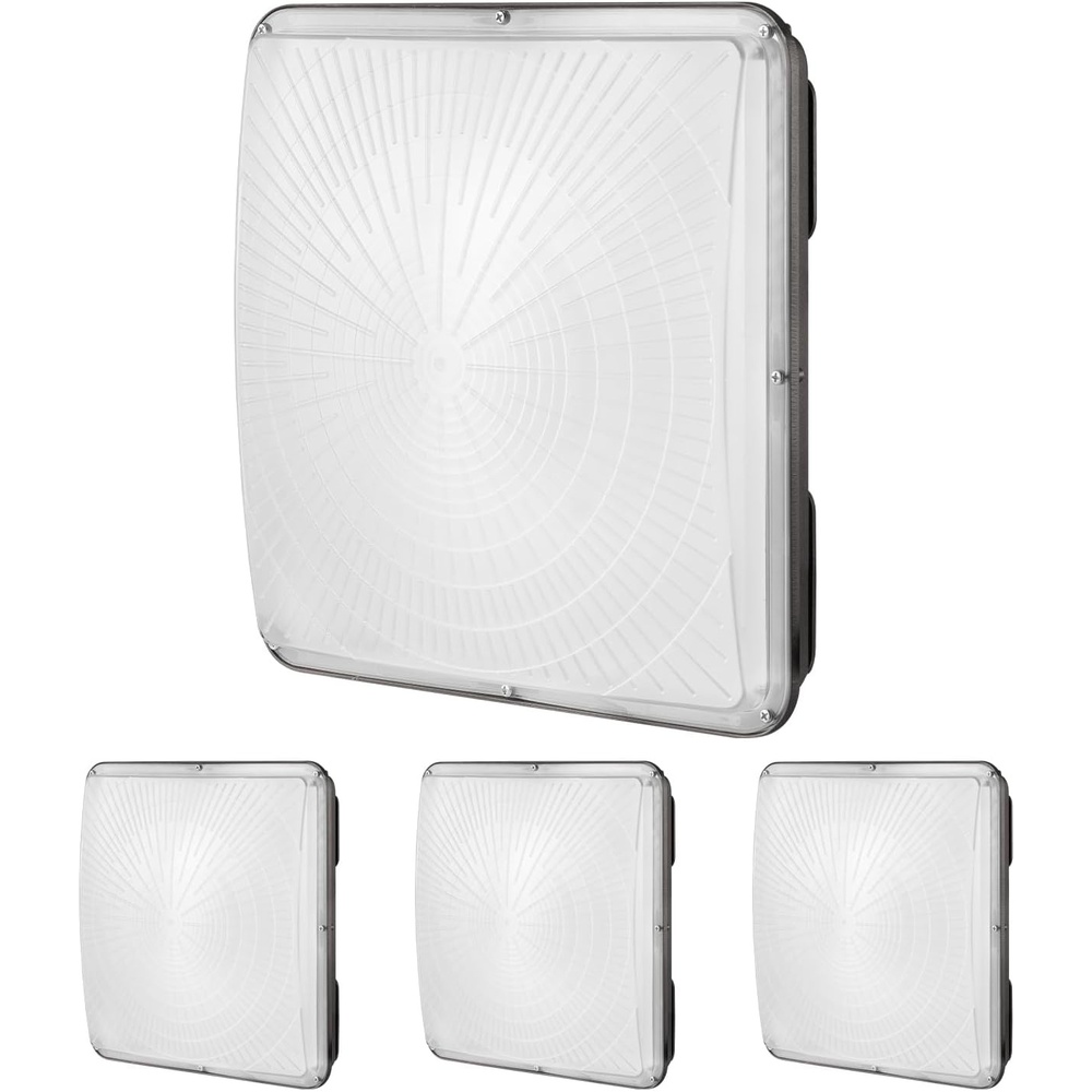 image:imageVEVOR 4 Pack LED Canopy Lights 150W 16500LM 5000K Daylight Commercial Industrial Outdoor Canopy Lights 124x124 Surface Mount Ceiling Lighting for Gas Station Warehouse Garage Street Shop IP65150W 4 Pack