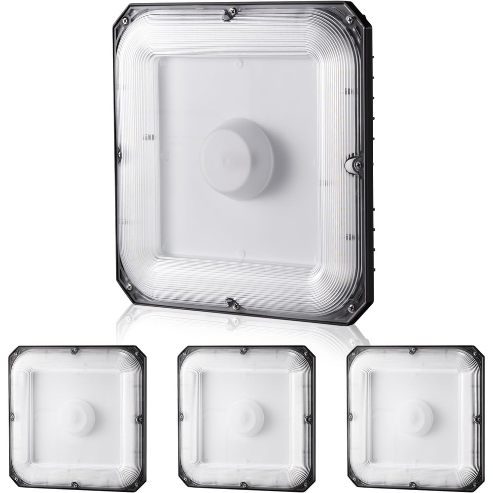 image:imageVEVOR 4 Pack LED Canopy Lights 80W 8800LM 5000K Daylight Commercial Industrial Outdoor Canopy Lights 1008x1008 Surface Mount Ceiling Lighting for Gas Station Warehouse Garage Street Shop IP65