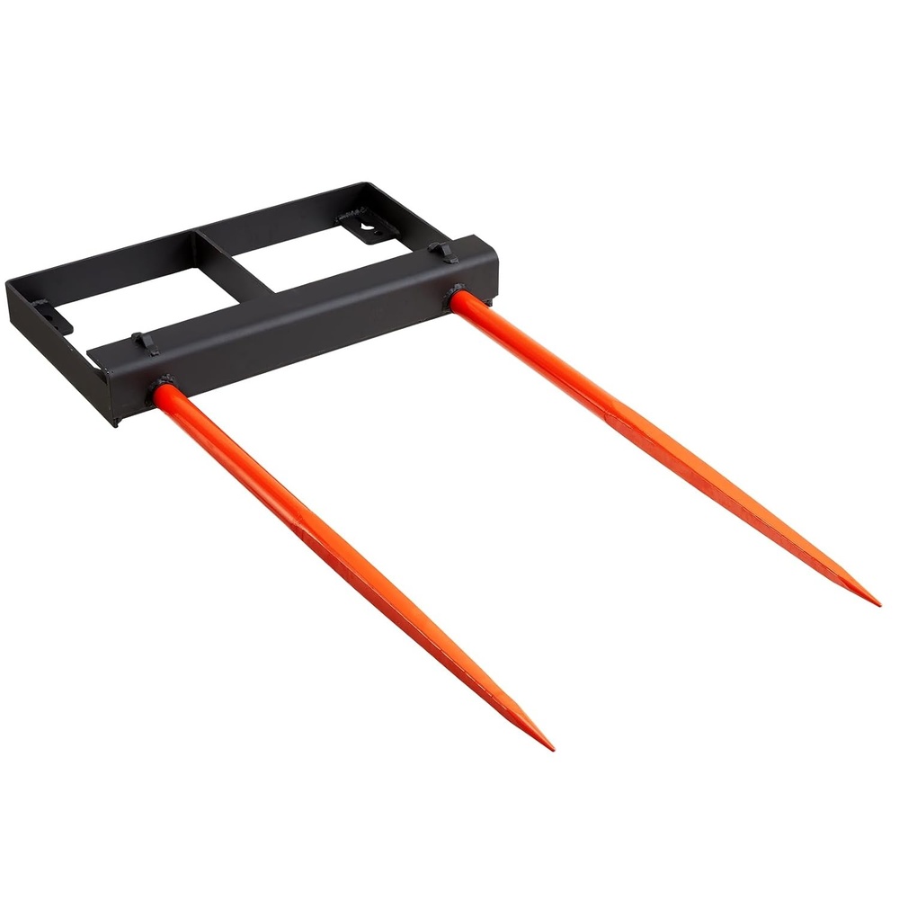 image:imageVEVOR 49 Hay Spear Bale Spears 3000lbs Loading Capacity Skid Steer Loader Tractor Bucket Attachment with 2pcs 175 Stabilizer Spears and 60 Chain Quick Attach Spike Forks49 Vertical Assembly