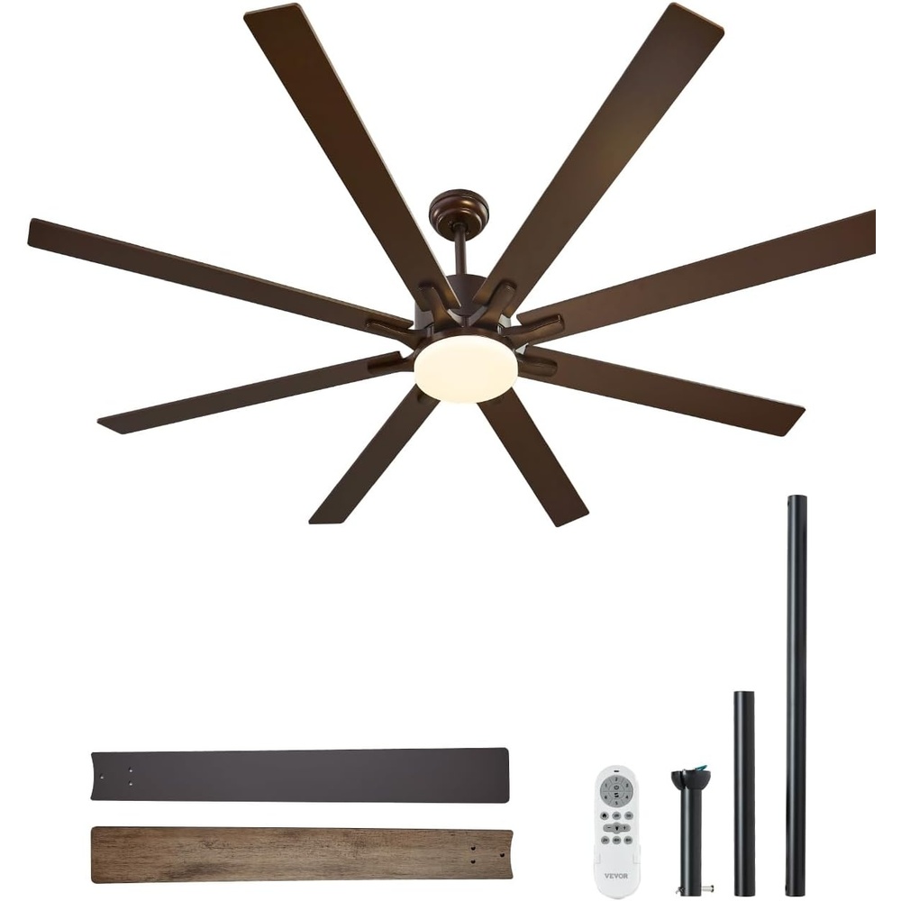image:imageVEVOR 72 In Ceiling Fan with Light 6Speed Remote Control Dimmable 3Color Temperature Reversible DC Motor Modern Low Profile Flush Mount Fan for Bedroom Living Room IndoorOutdoor Use CoffeeCoffee