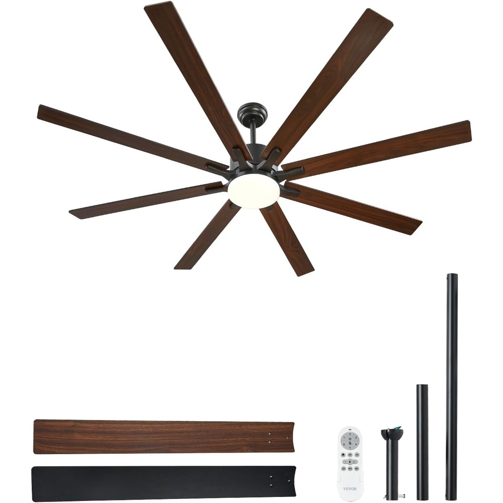 image:imageVEVOR 72 In Ceiling Fan with Light 6Speed Remote Control Dimmable 3Color Temperature Reversible DC Motor Modern Low Profile Flush Mount Fan for Bedroom Living Room IndoorOutdoor Use CoffeeBlack