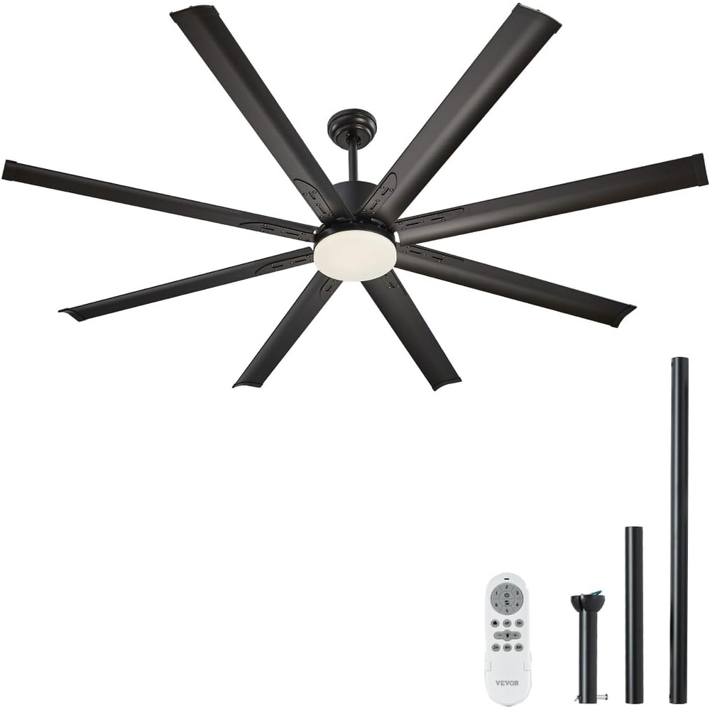 image:imageVEVOR 72 Inch Ceiling Fan with Light 6Speed Remote Control Dimmable 3Color Temperature Reversible DC Motor Modern Low Profile Flush Mount Fan for Bedroom Living Room IndoorOutdoor Use Black