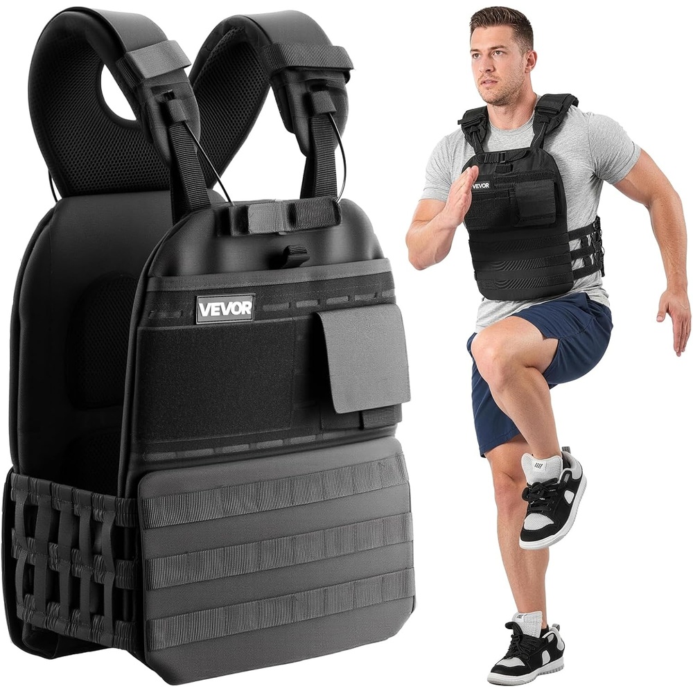 image:imageVEVOR Adjustable Weighted Vest 410lbs2032lbs2440lbs40lbs Comfortable XShape Body Weight Vest Set with 68 Weight Packs and Reflective Stripe for Men Women Workout Equipment for Strength Training Running Jogging40 lbs