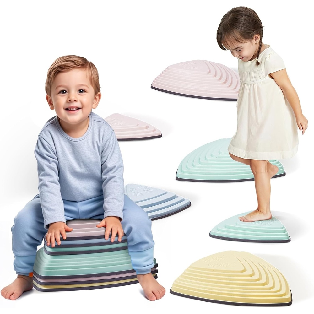image:imageVEVOR Balance Stepping Stones for Kids 10 PCS Up to 220 lbs NonSlip Toddlers Sensory Stepping Stones Obstacle Course Coordination Game Toys Indoor or Outdoor Play for Children Aged 3 4 5 6 7 8Macaron Color