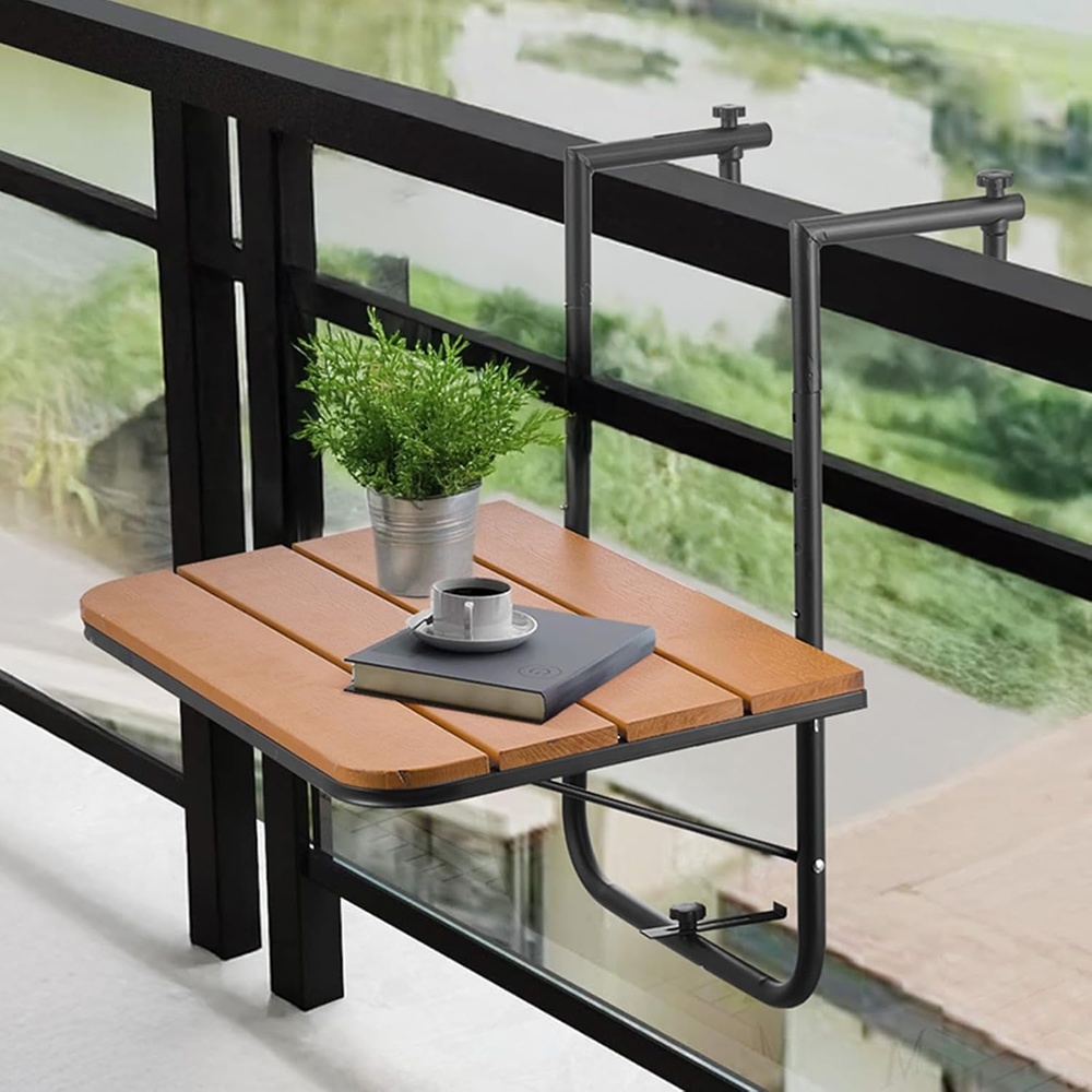 image:imageVEVOR Balcony Hanging Table 24 x 16 inch Metal Folding Balcony Railing Table 5Level Adjustable Fit Railing from 1 to 47 Serving for Outdoor Bar Patio amp Deck23 x 16 inch